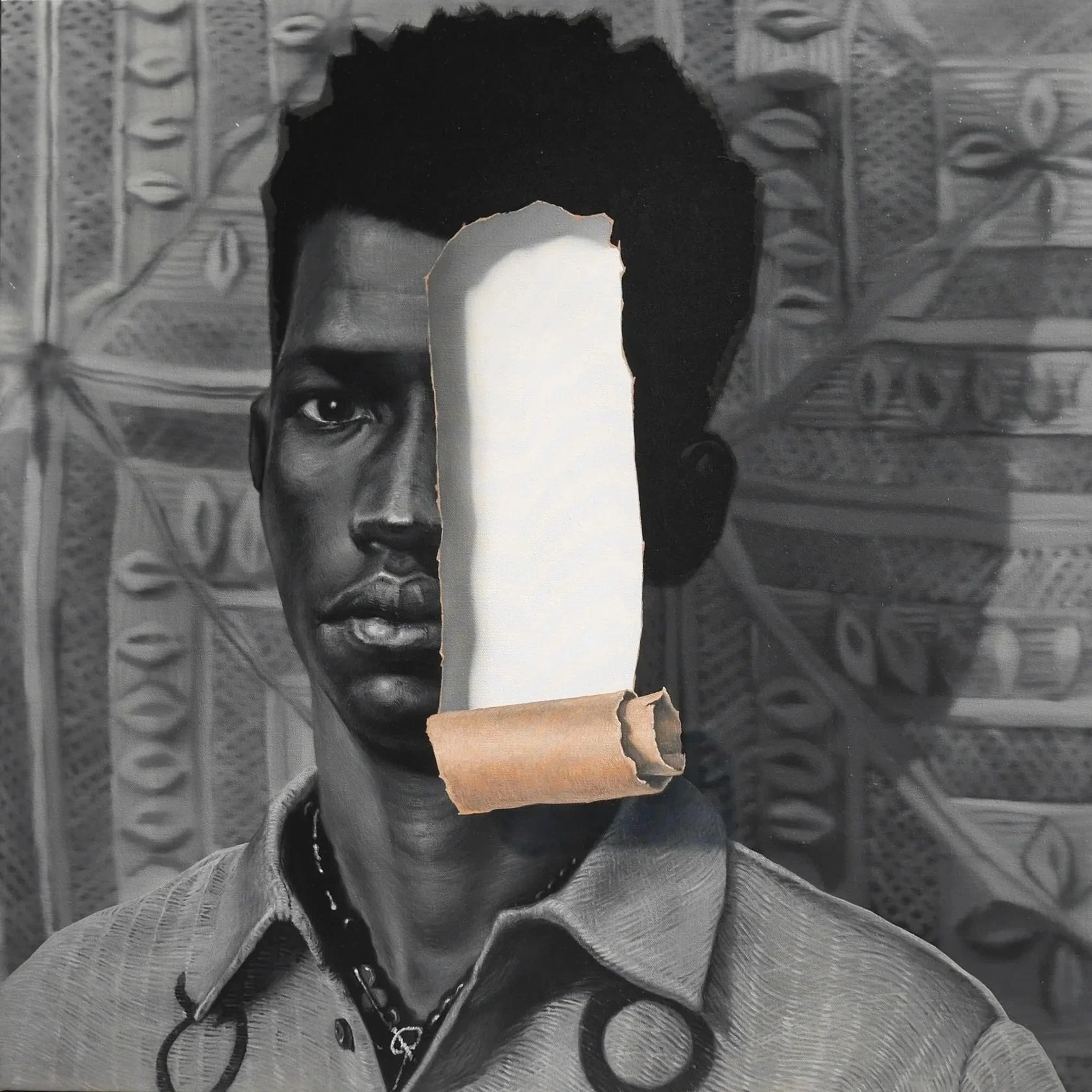 Aphist Sid. Barely Held, 2026. Oil on linen. 40 x 40 inches. Gallery Merrick.