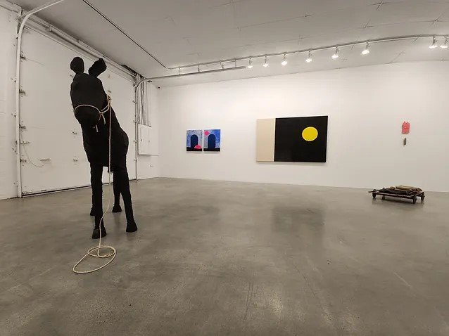Installation view of Aron Hill, “The Northern Minister Devoured and Other Works”
