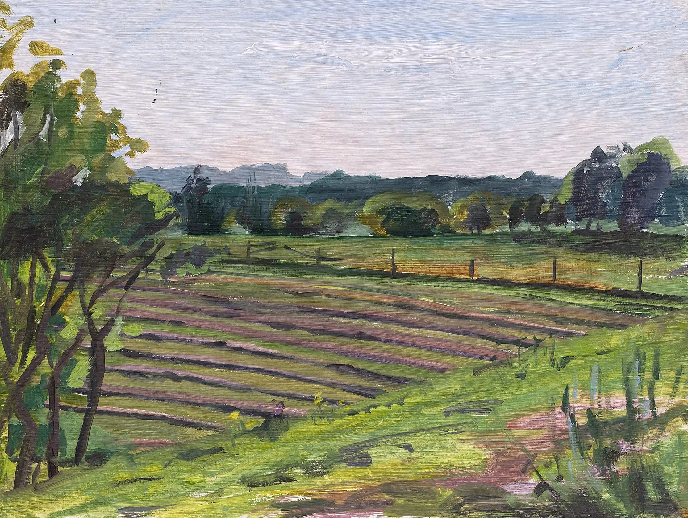 Heather Goodchild. Late Afternoon in Caledon, 2024. Oil on board. 9×12 inches. L.L. Contemporary.