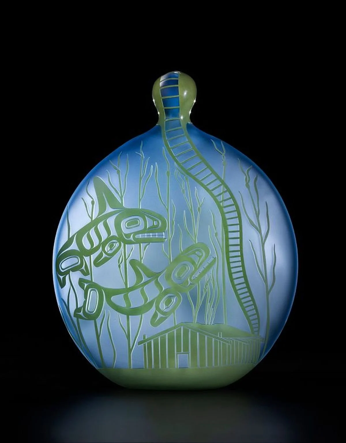 Preston Singletary. Kelp Forest, 2025. Blown and carved glass. 20.5H x 16W x 4D inches. Sandra Ainsely Gallery. Photo by Russell Johnson.