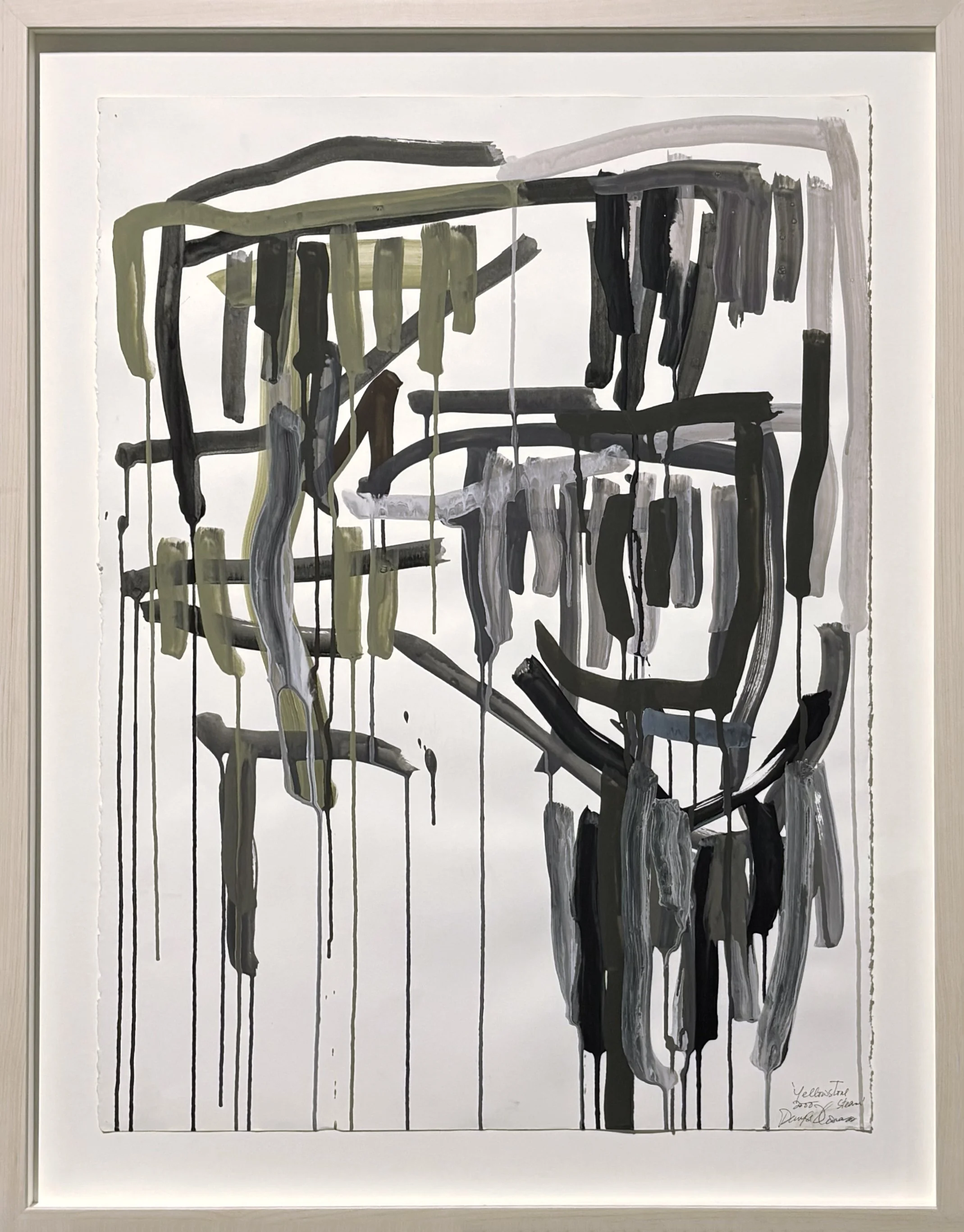 Denyse Thomasos. Yellowstone Steam, 2000. acrylic on paper. 22” x 29.75” paper / 27.5"" x 35"" framed. © Courtesy of the Estate of Denyse Thomasos and Olga Korper Gallery. 