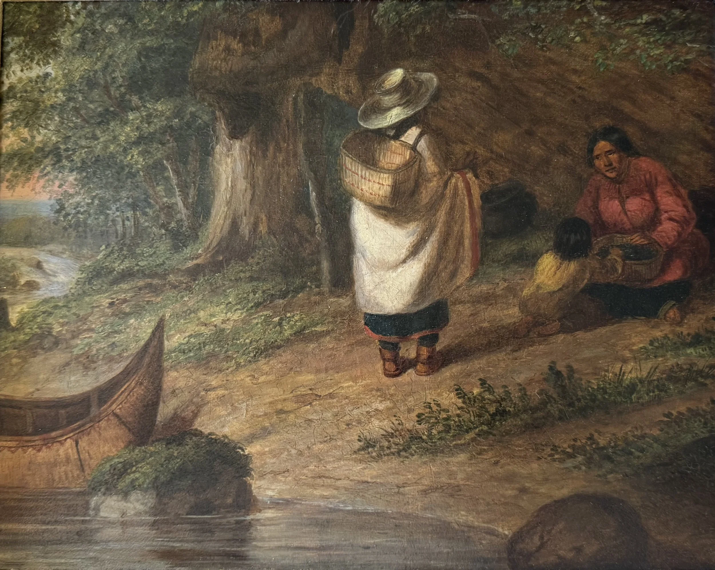 Cornelius Krieghoff. Indian Encampment. Oil on canvas. 9 ½ x 12 inches. Unsigned. Courtsey Robin Rosenberg Fine Art. 