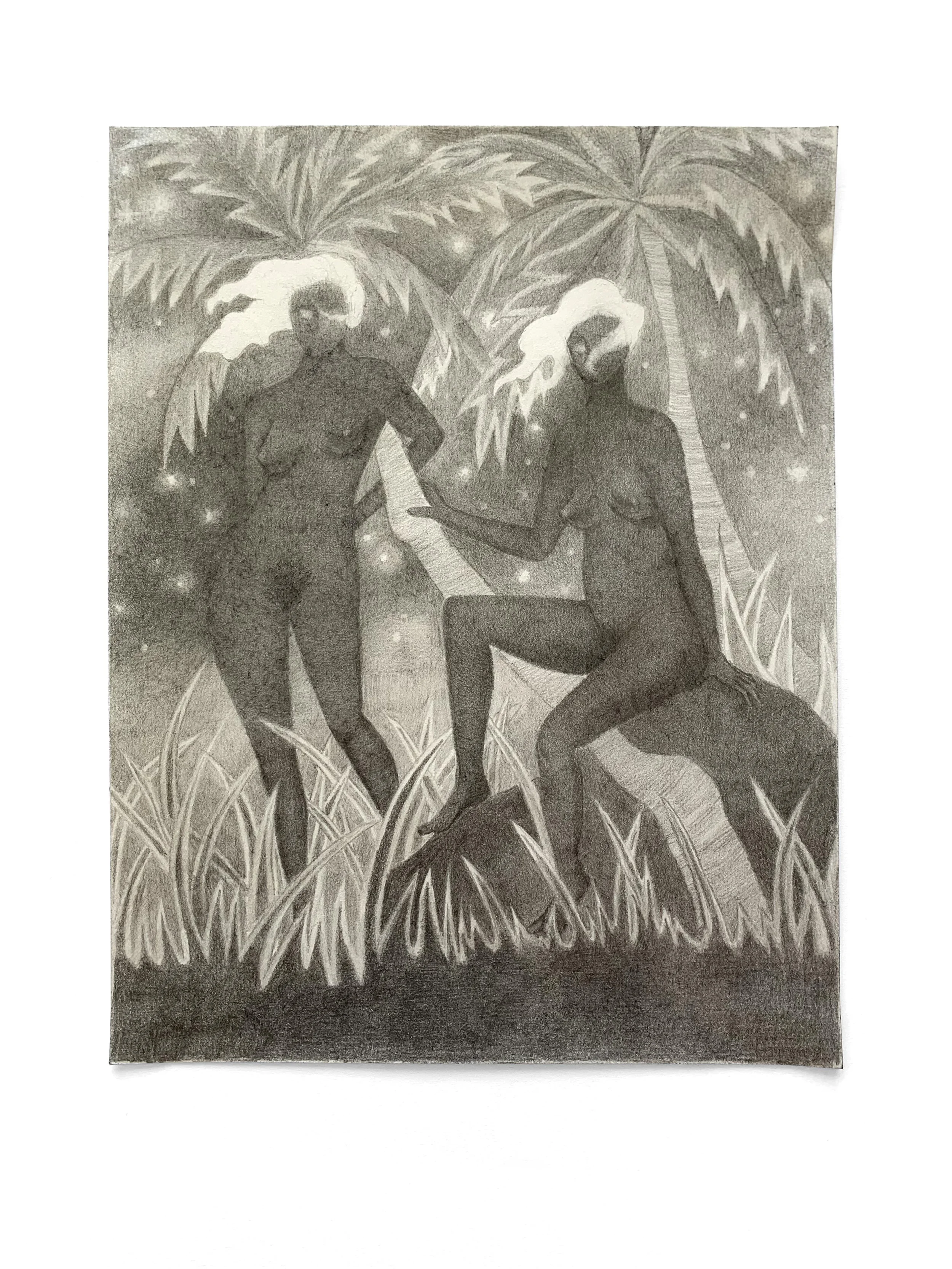 “Two Nudes,” 2022, graphite on Japanese paper, 8.50” x 11.00," $800