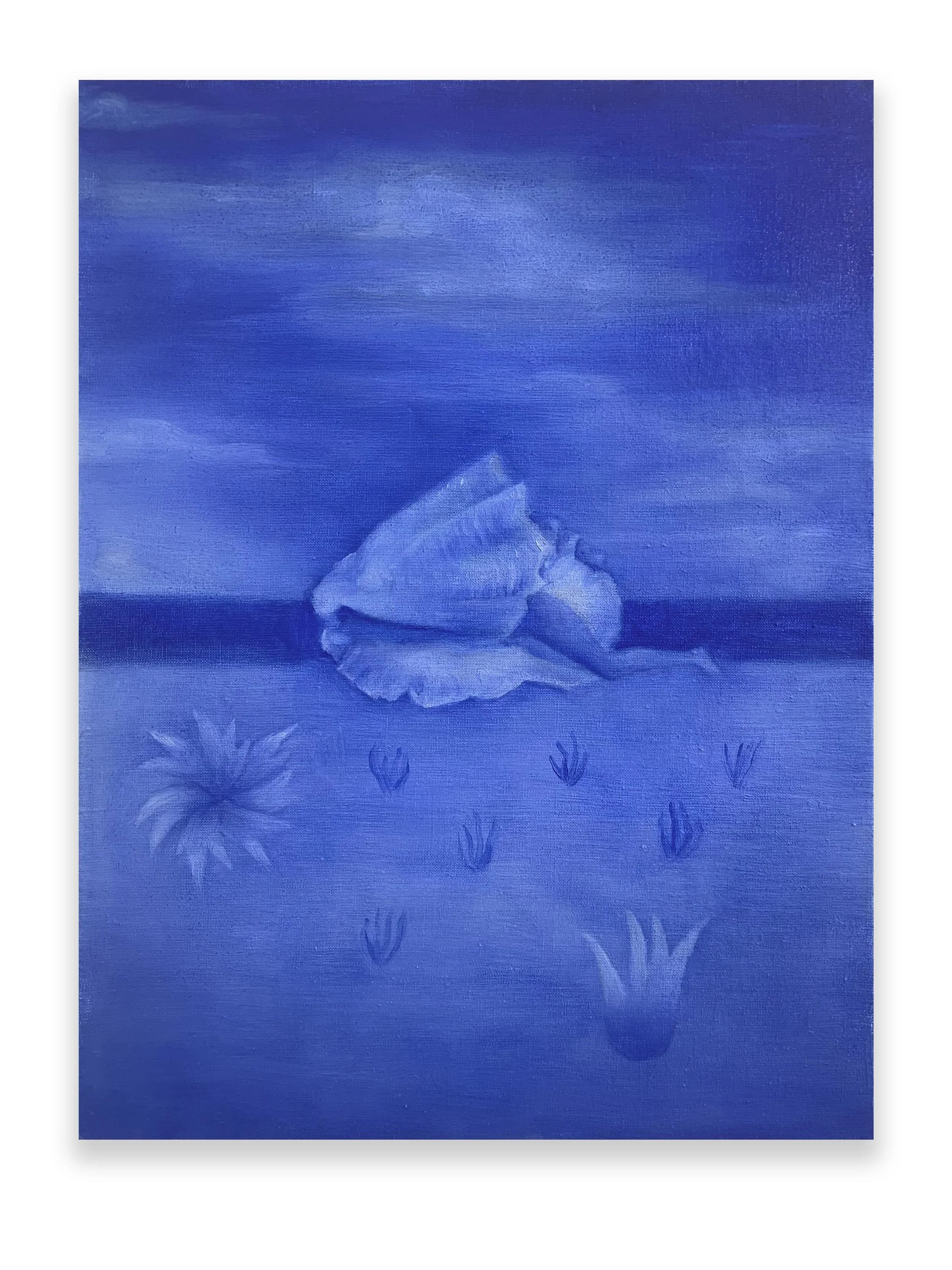 Aphrodite (blue), 2025, oil on linen,
16” x 12,” $1,200