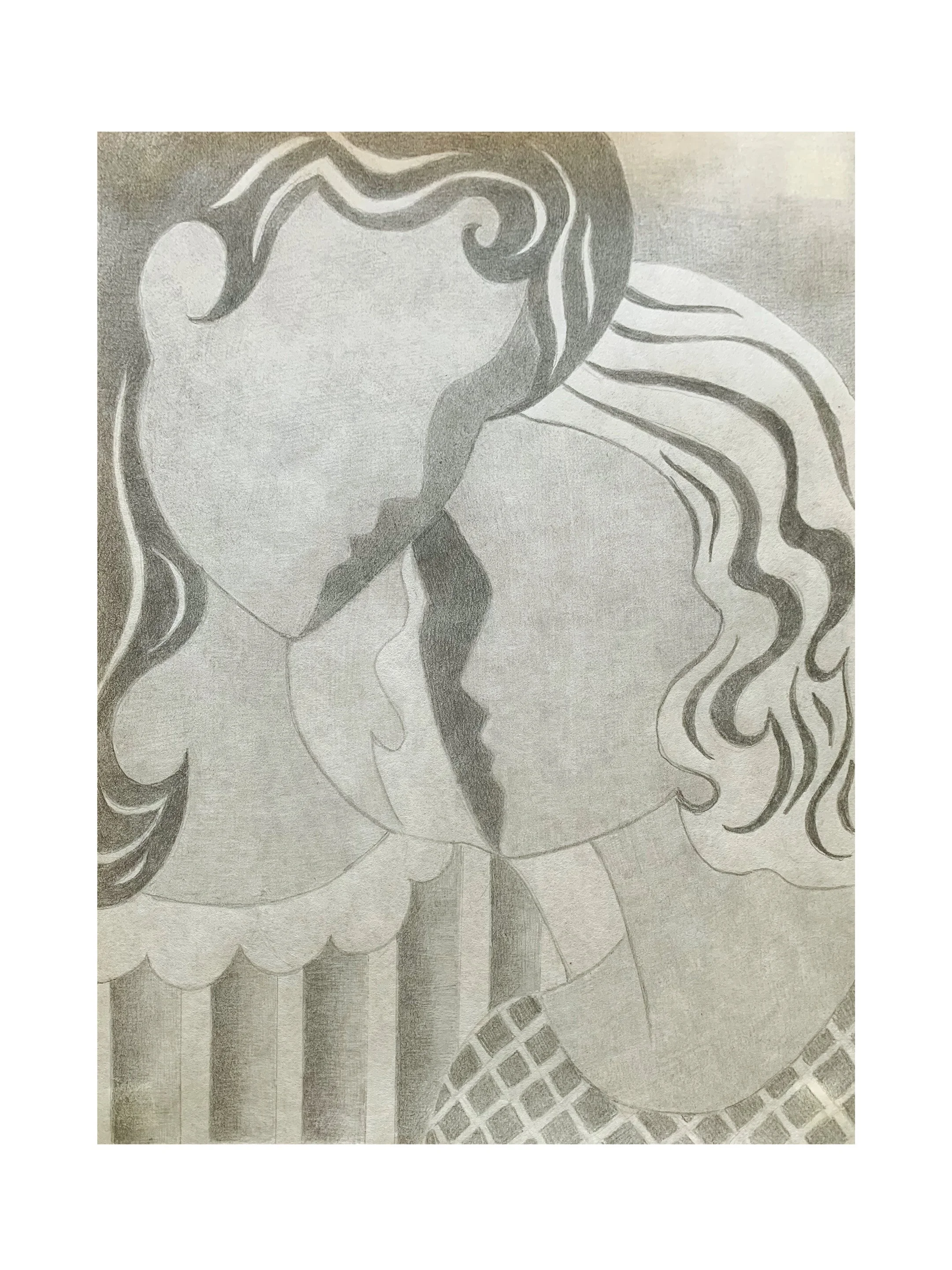 Two Girls, 2026, graphite on Japanese paper, 11” x 8.5"