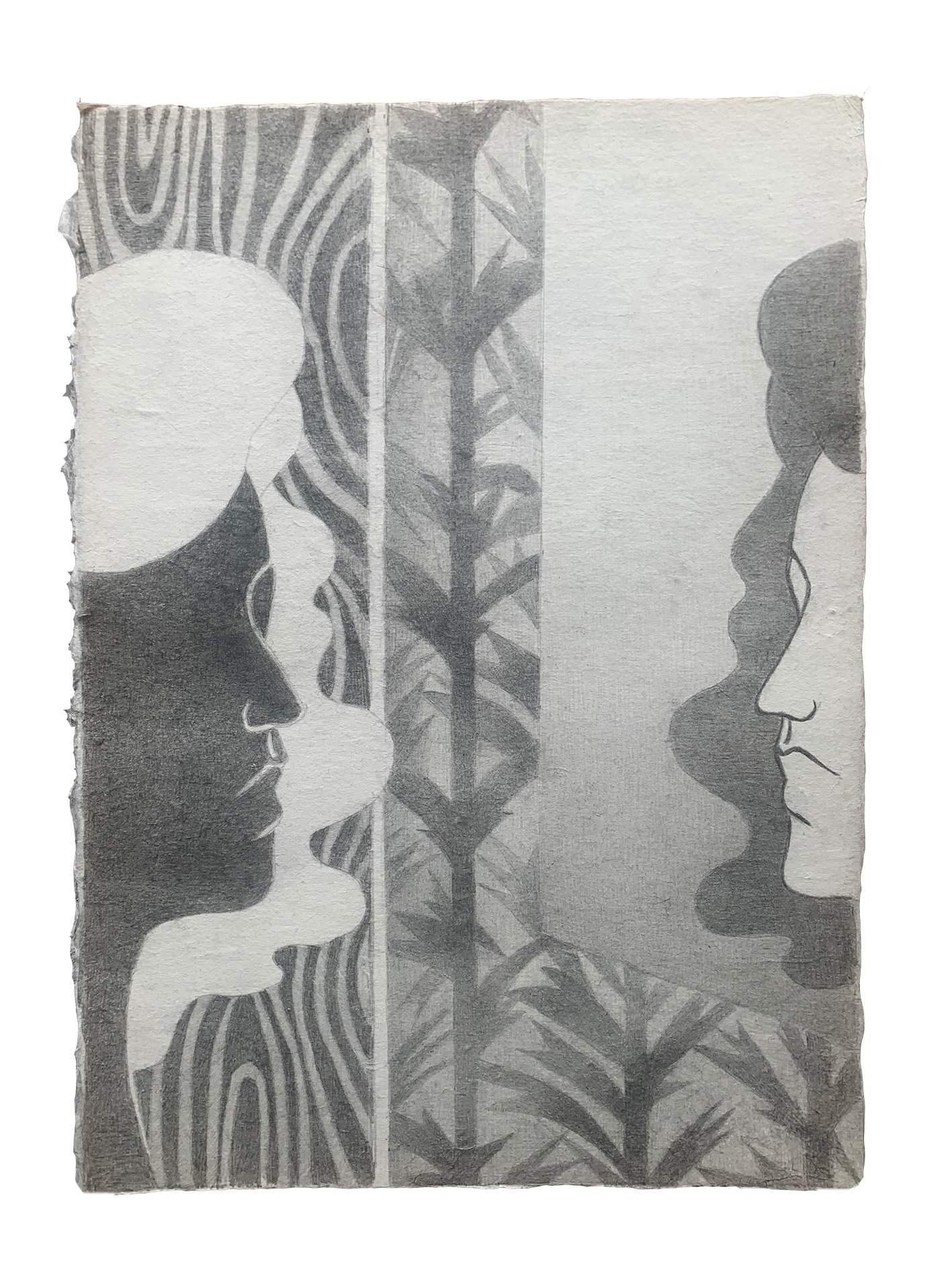 The Therapist, 2025, graphite on Japanese paper, 17"x12"