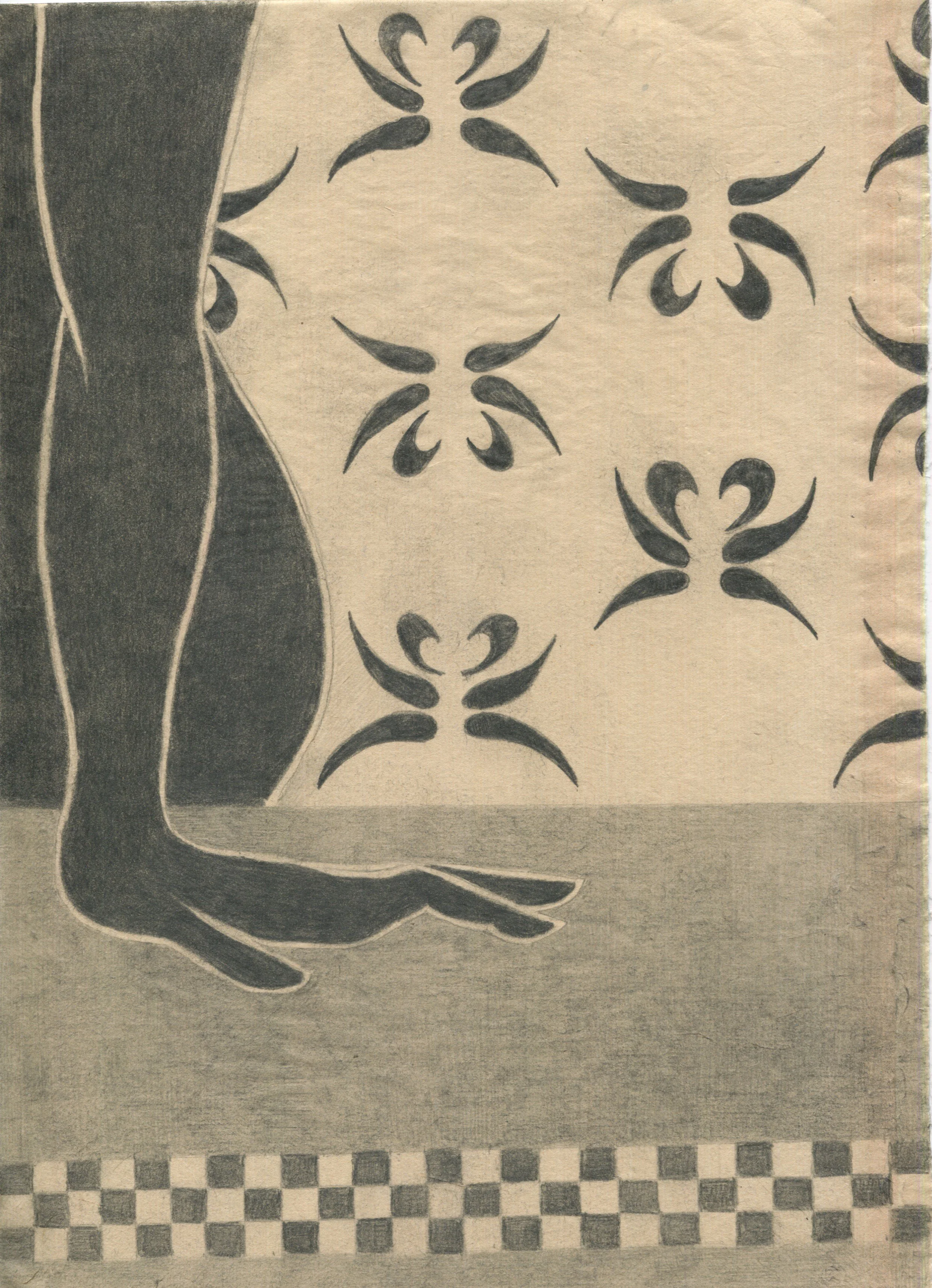 Apartment, 2021, graphite on Japanese paper, 11.75” x 8.25"