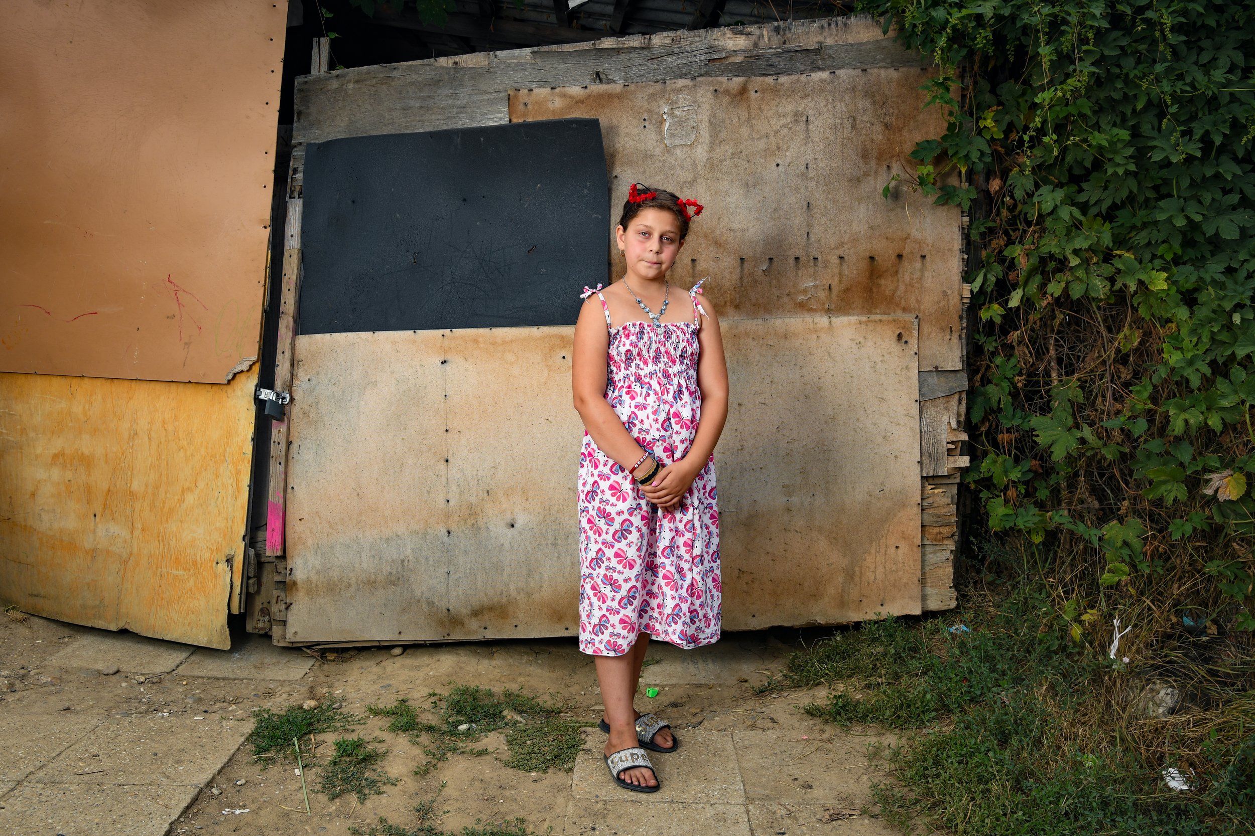 A girl preparing for the children’s beauty pageant.
