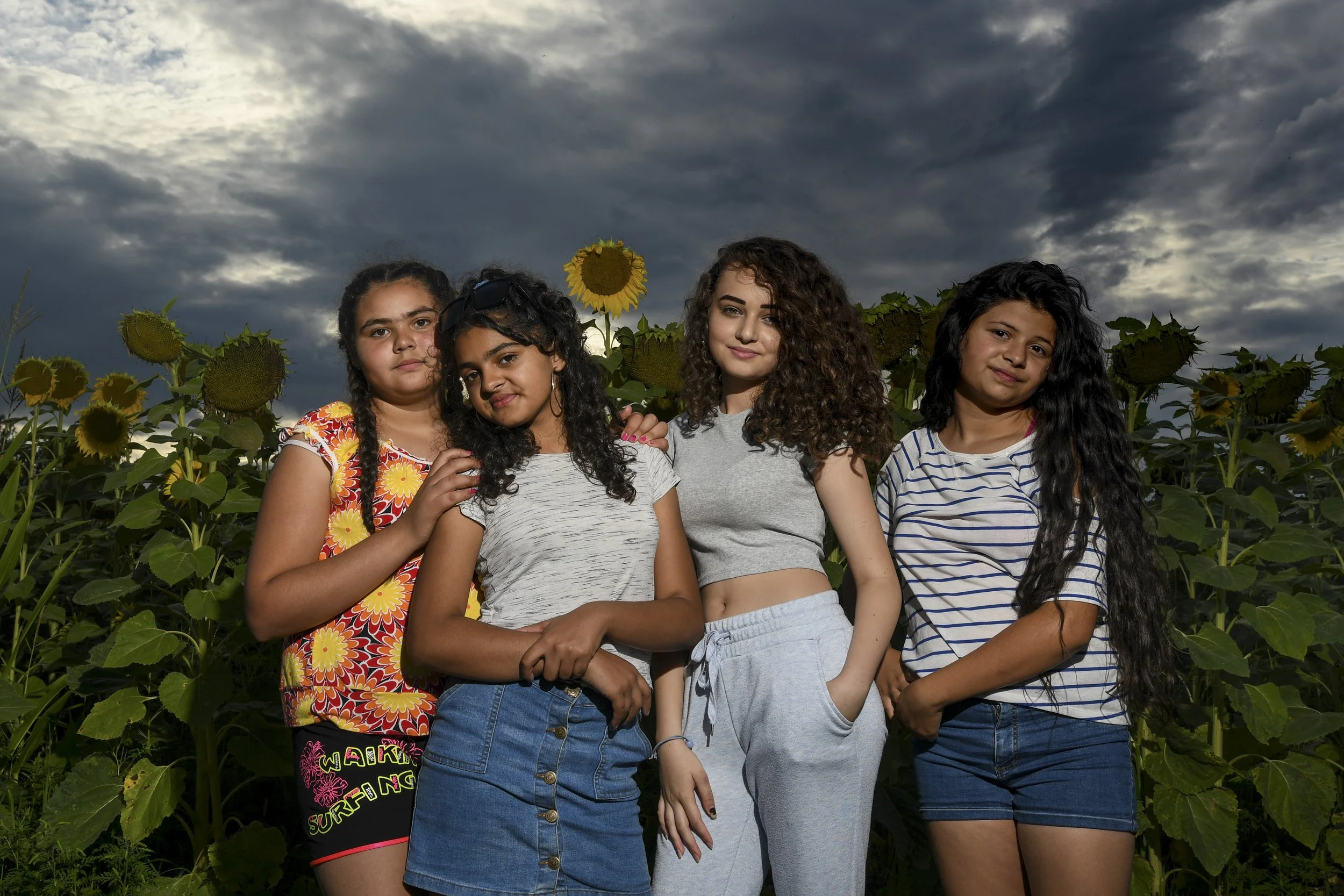  Mirella (left) arrives with her friends at the village days in Őrhalom, where the evening party is about to begin. 