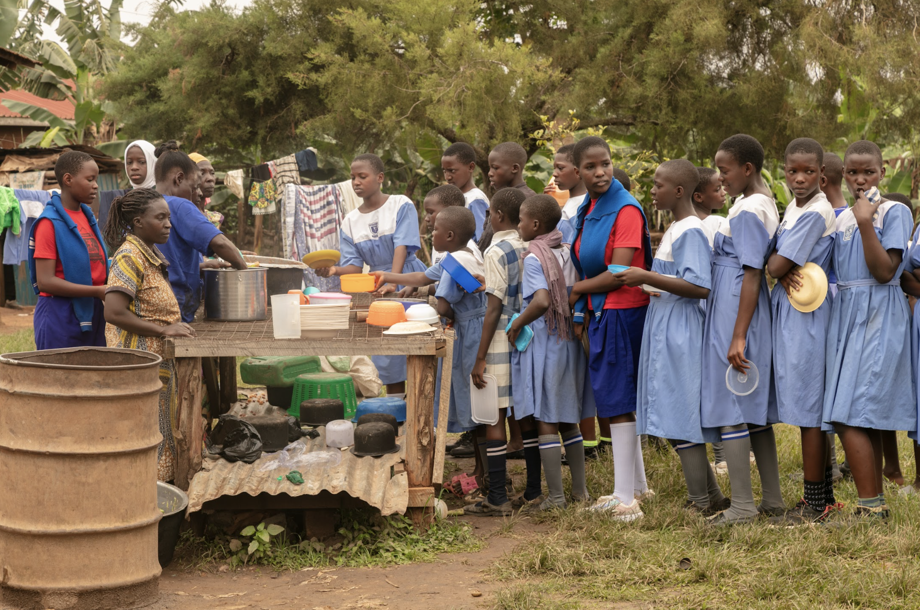 LAHU kids lined up for lunch at school