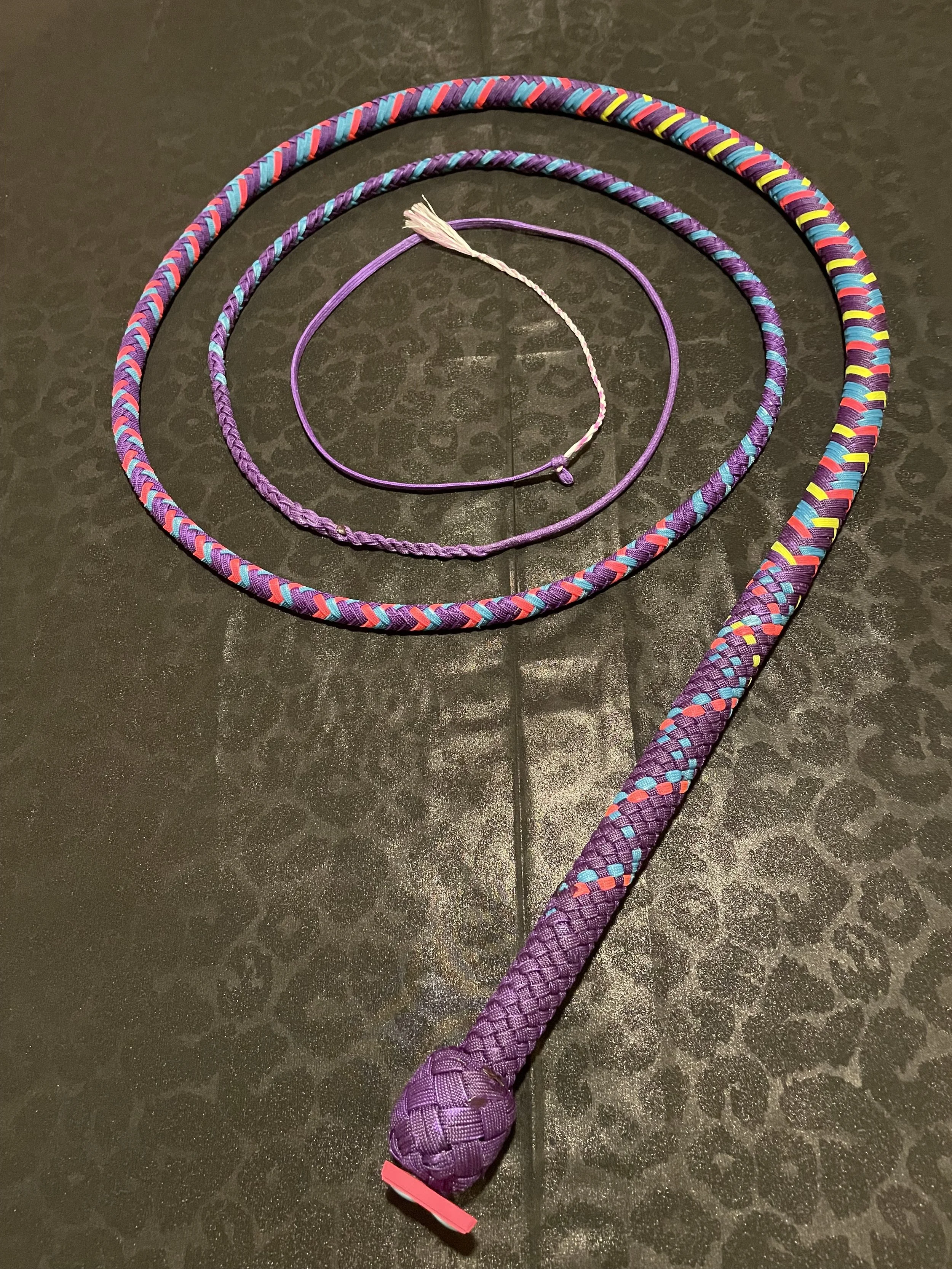 "Trains" 7ft Ombre themed whip made for Justin Bereczki of Canada Whips