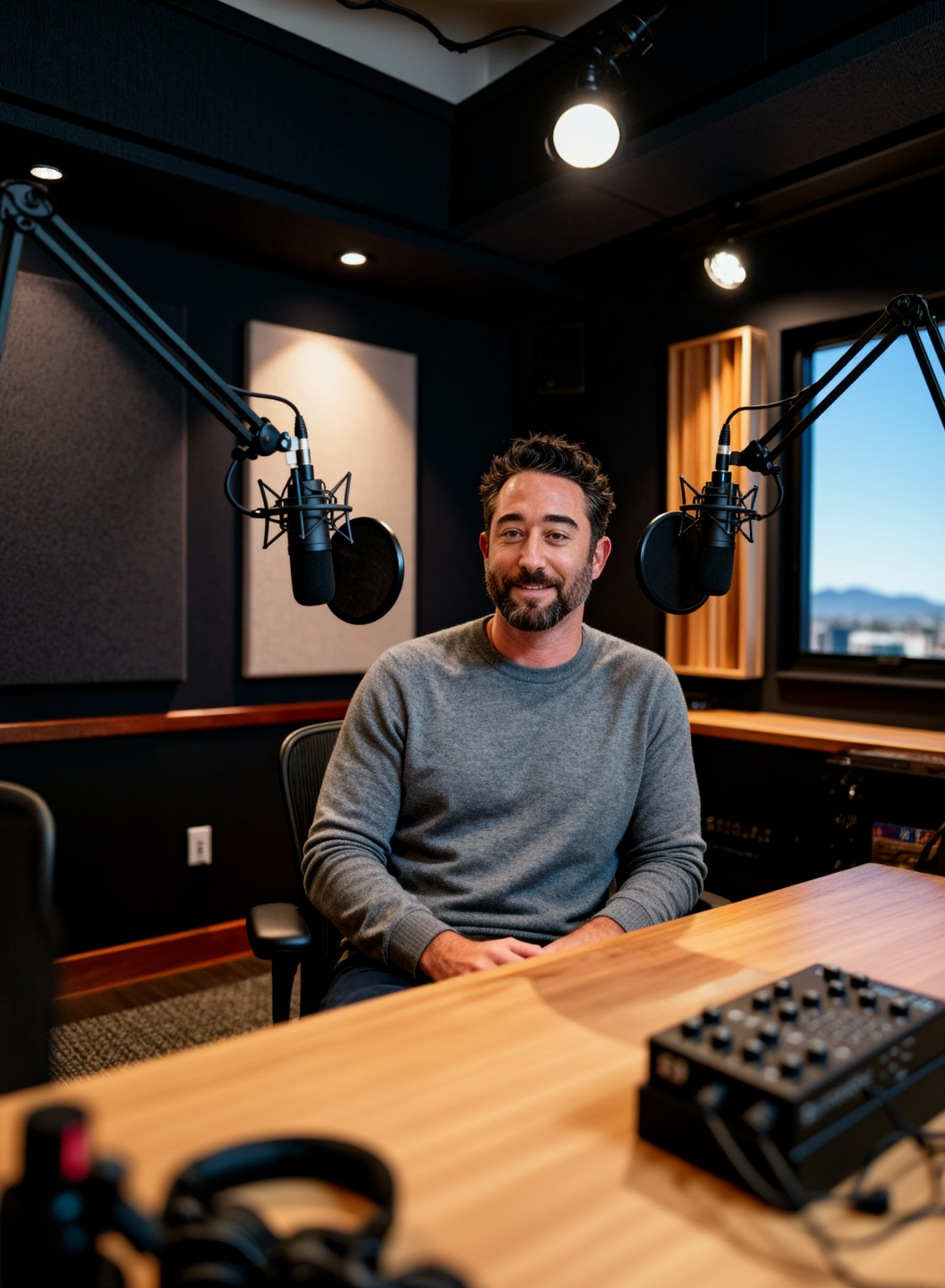 Photo of life coach Josh Dolin doing a podcast interview in Phoenix, Arizona.