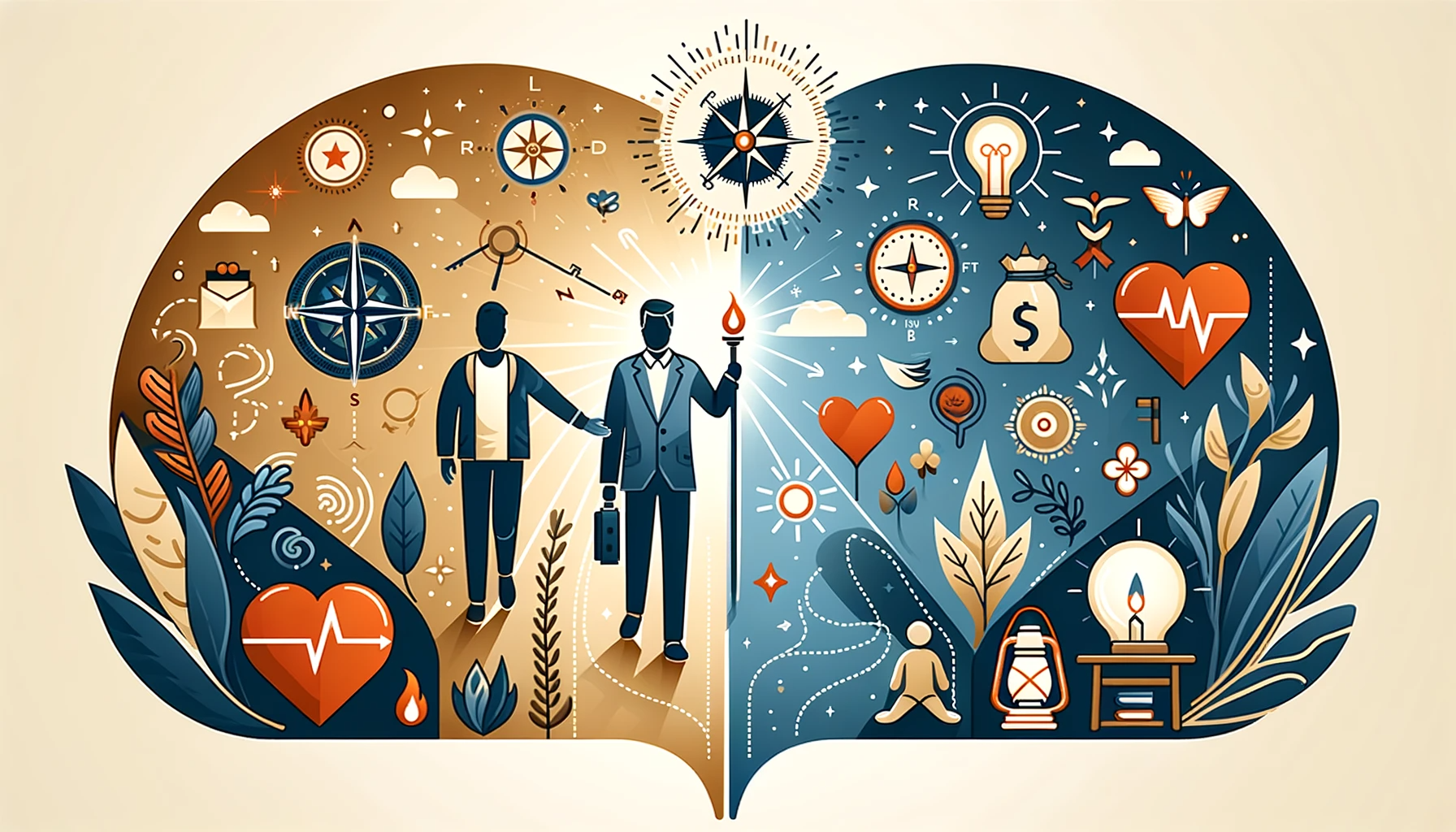 Represents the main differences between life coaches and therapists, illustrating their distinct approaches and focuses in personal growth and mental health.