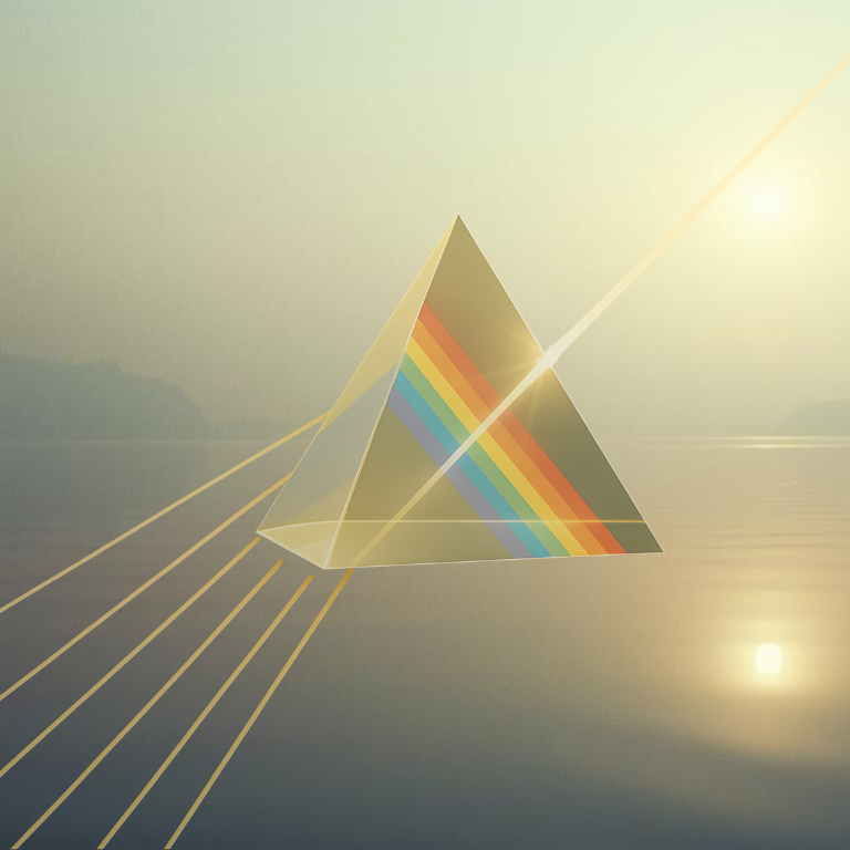 Prism with rays of light signifying courses that help with clarity.