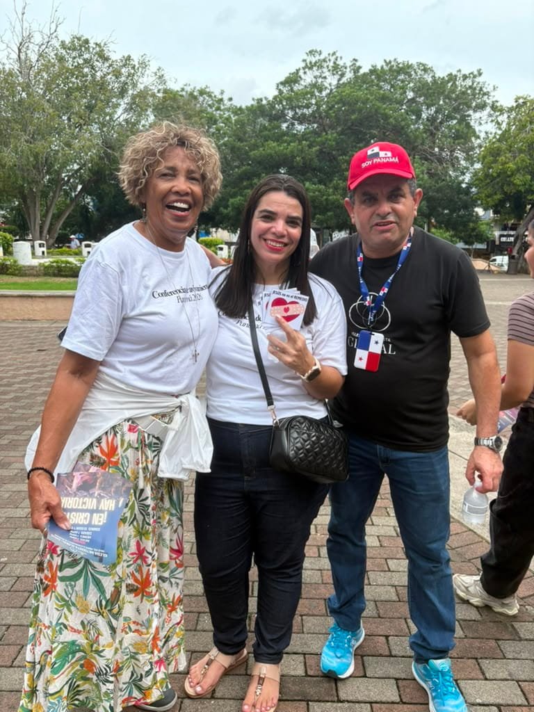 Rick Bonfim Ministries missionaries and local ministry partner smiling together during outreach in Panama.