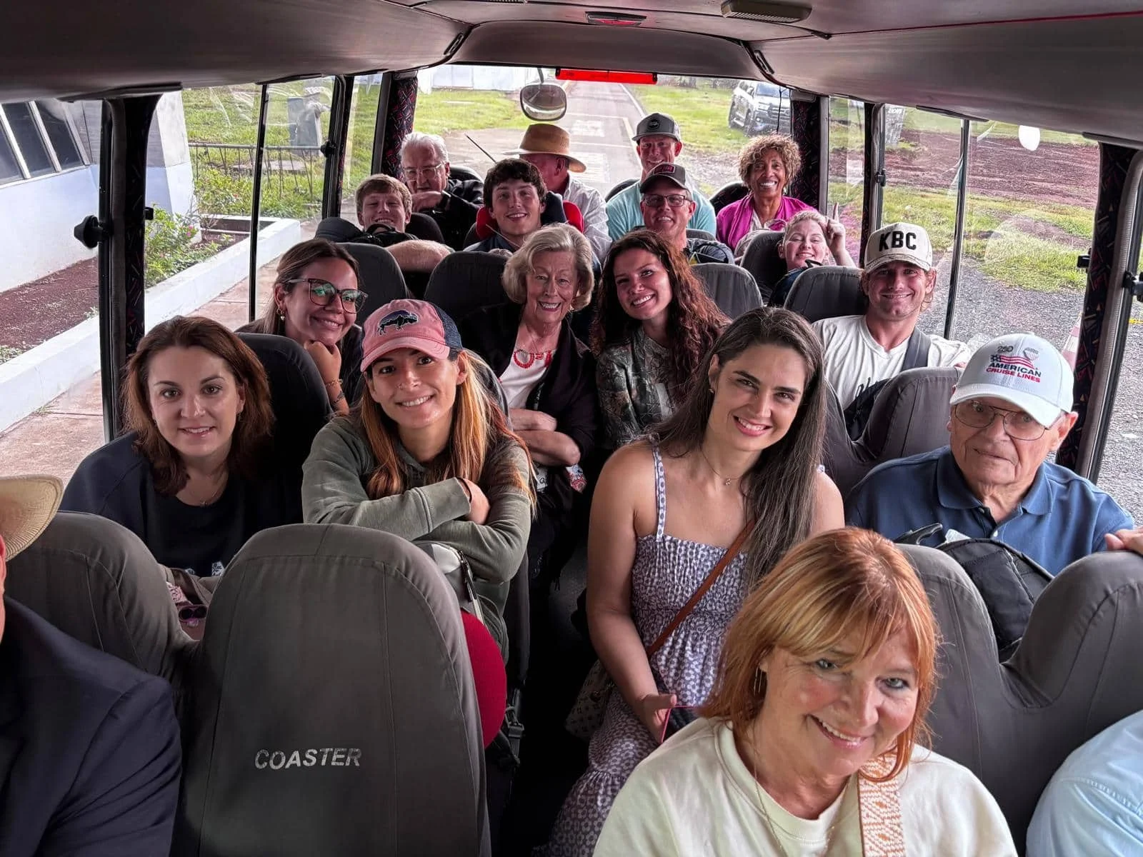 Rick Bonfim Ministries mission team traveling together by bus during their Panama mission trip.