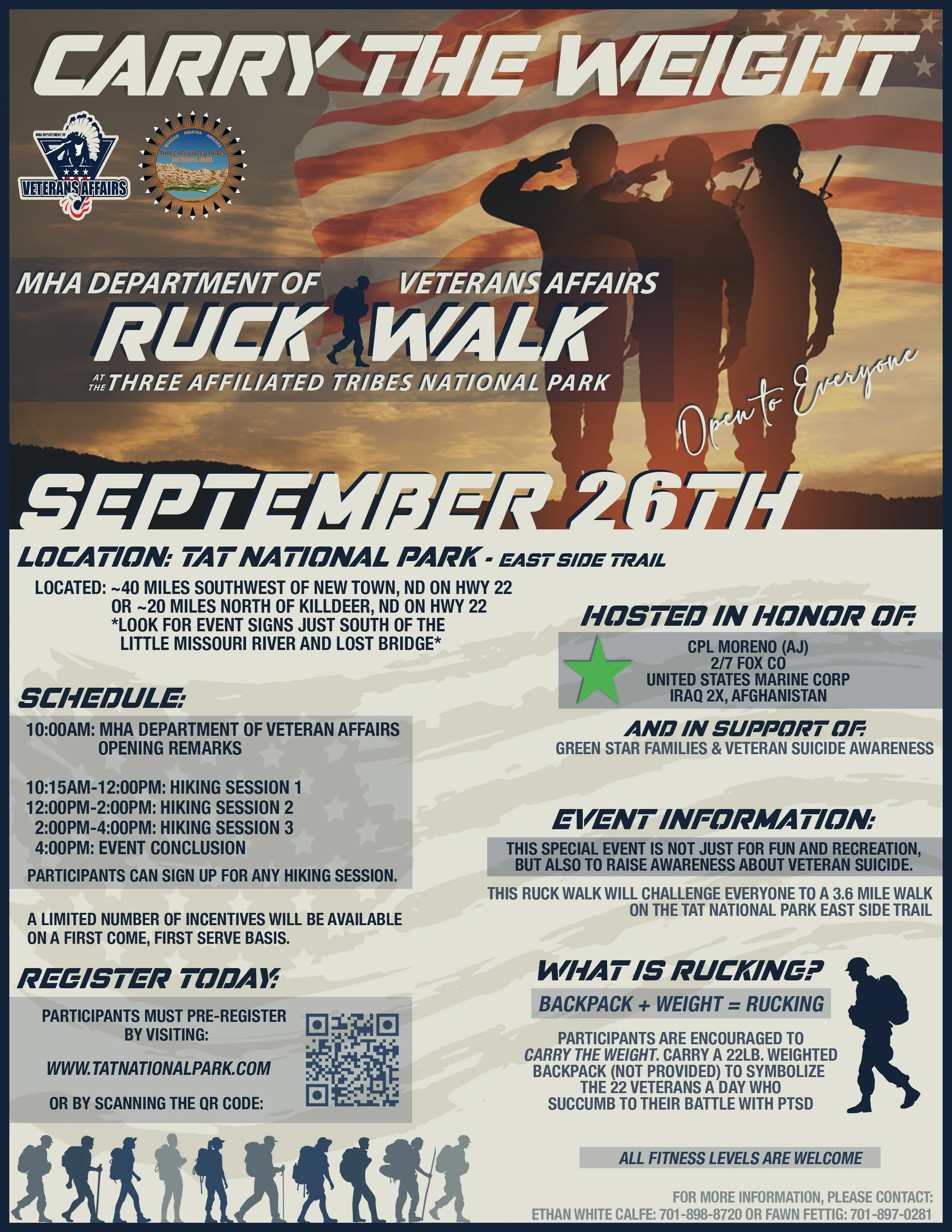 MHA Dept of Veteran Affairs Ruck Walk at the TAT National Park
