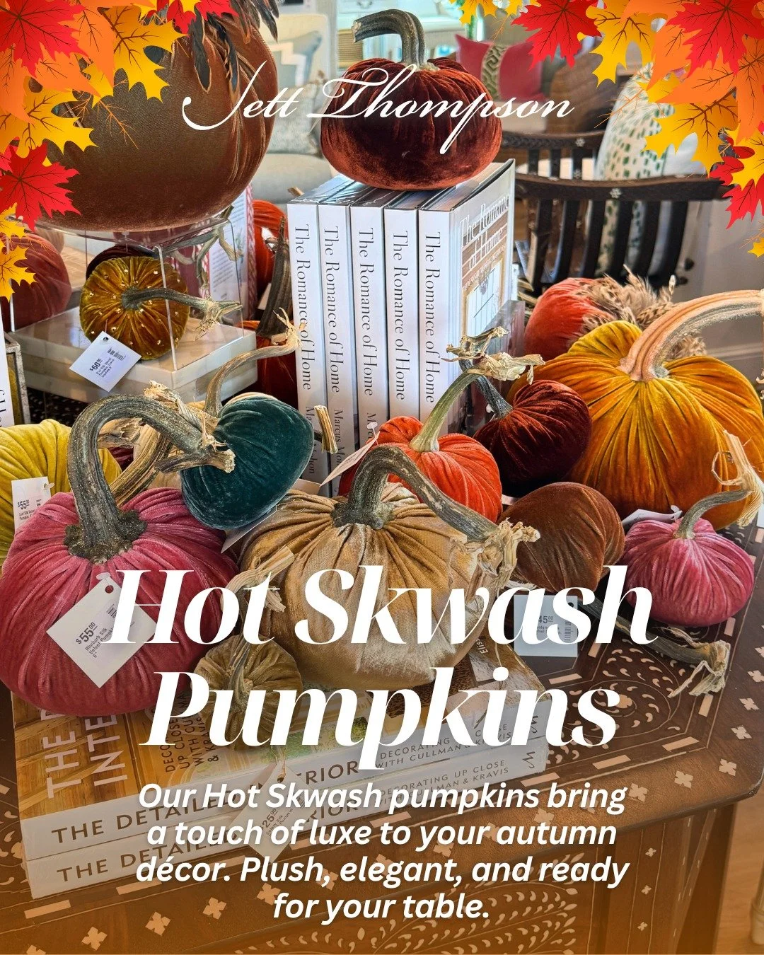 Plush velvet, hand-finished stems, and the perfect pop of fall elegance.🍂 Our Hot Skwash pumpkins are the statement your autumn décor’s been waiting for.☁️
Come see us before 5 PM today!