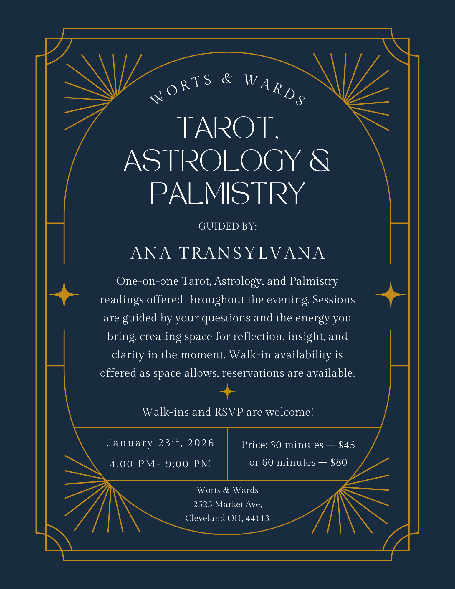 Tarot, Astrology &amp; Palm Readings with Ana Transylvana at Worts &amp; Wards