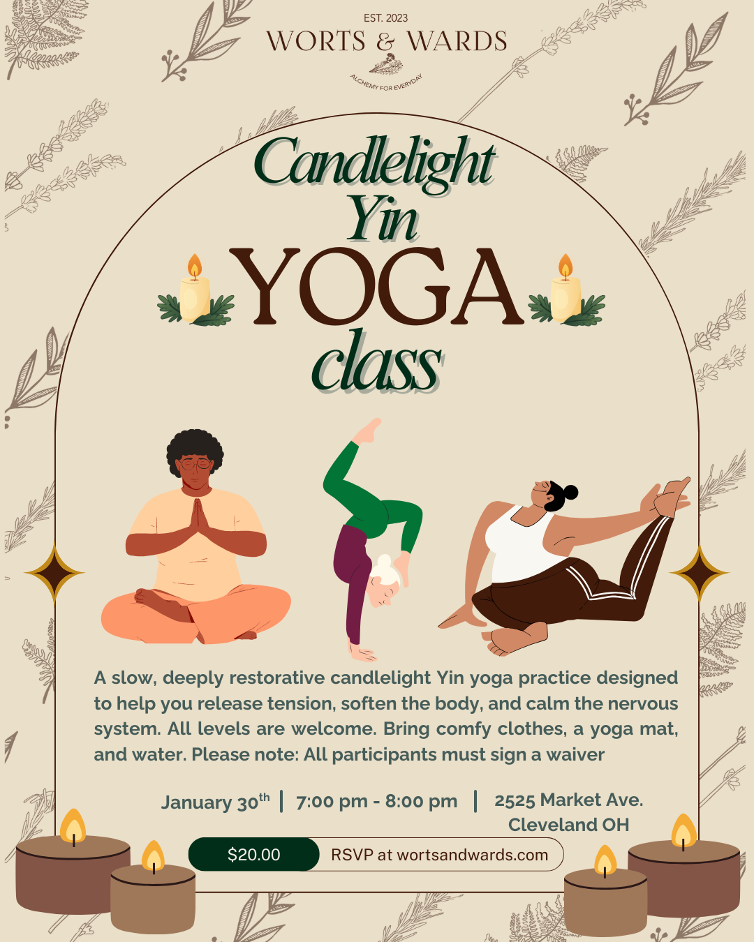 Candlelight Yin Yoga with Emma at Worts &amp; Wards
