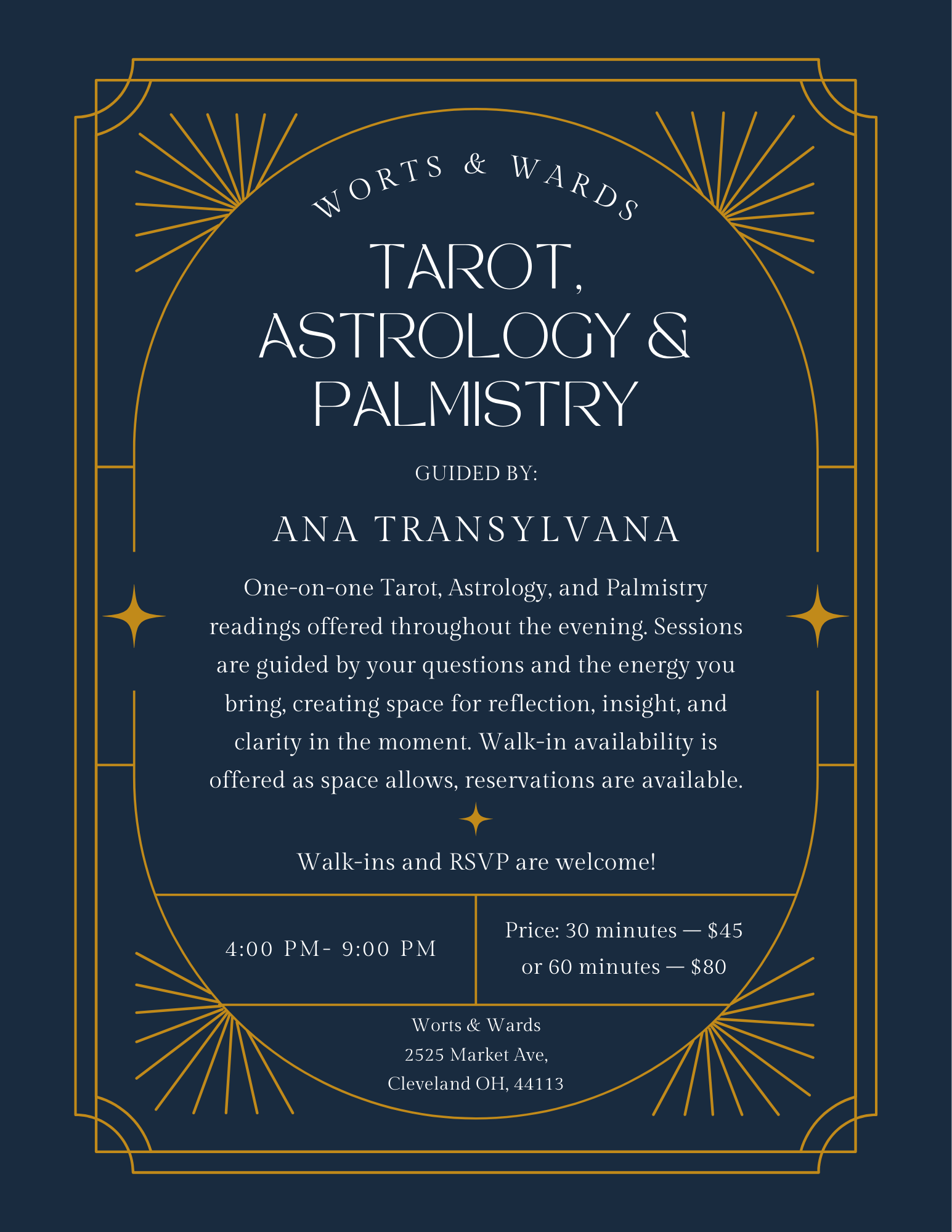 Tarot, Astrology &amp; Palm Readings with Ana Transylvana at Worts &amp; Wards