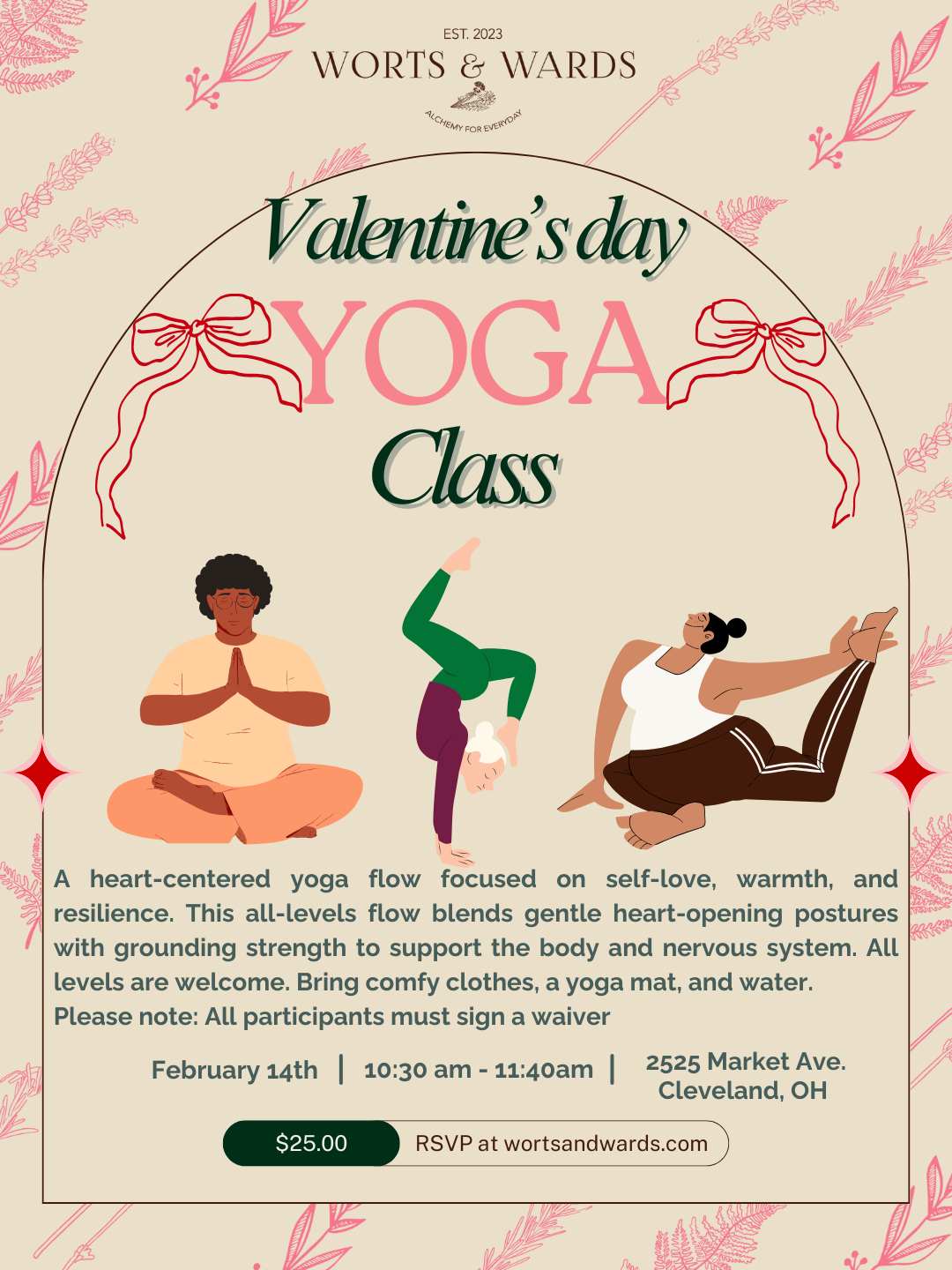 Valentine's Day Heart-Centered Flow Yoga with Emma at Worts &amp; Wards 