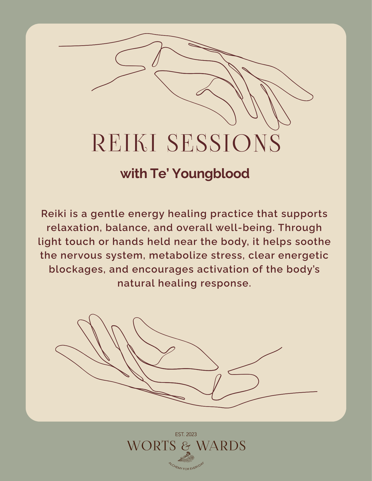 Reiki Sessions with Te' Youngblood at Worts &amp; Wards 