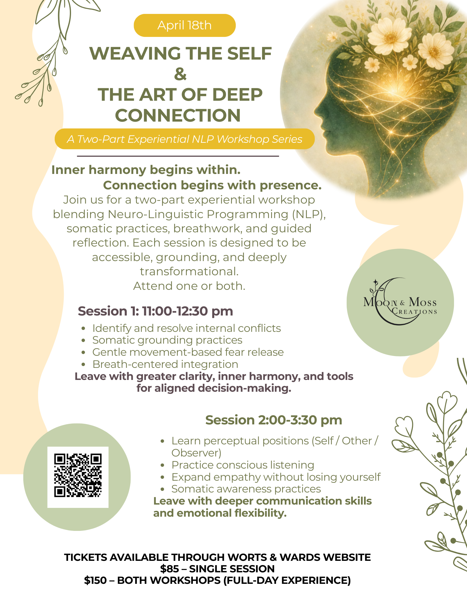 Weaving the Self &amp; The Art of Deep Connection: A Two-Part Experiential NLP Workshop Series led by Moon &amp; Moss. 