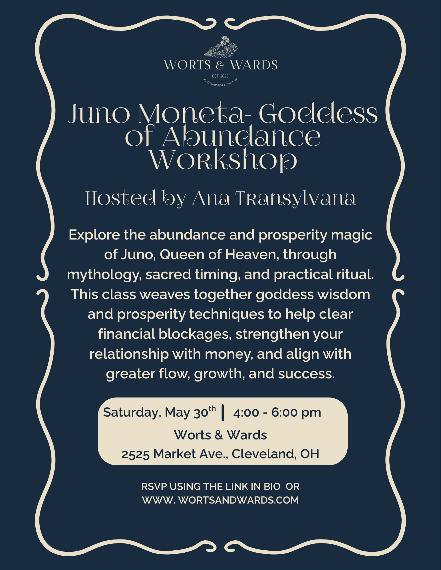 Juno Moneta- Goddess of Abundance Workshop Ana Transylvana 