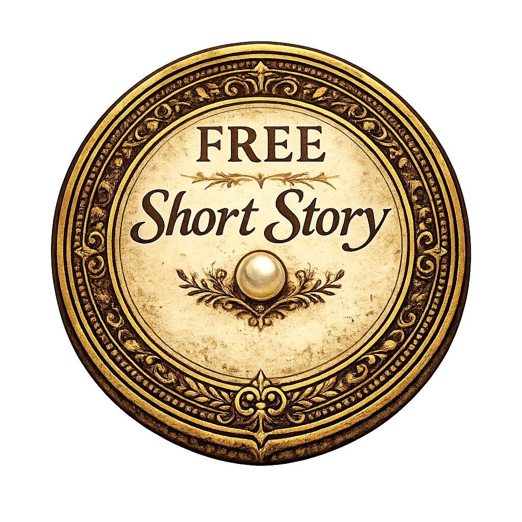 Vintage plaque with ornate borders advertising a free short story