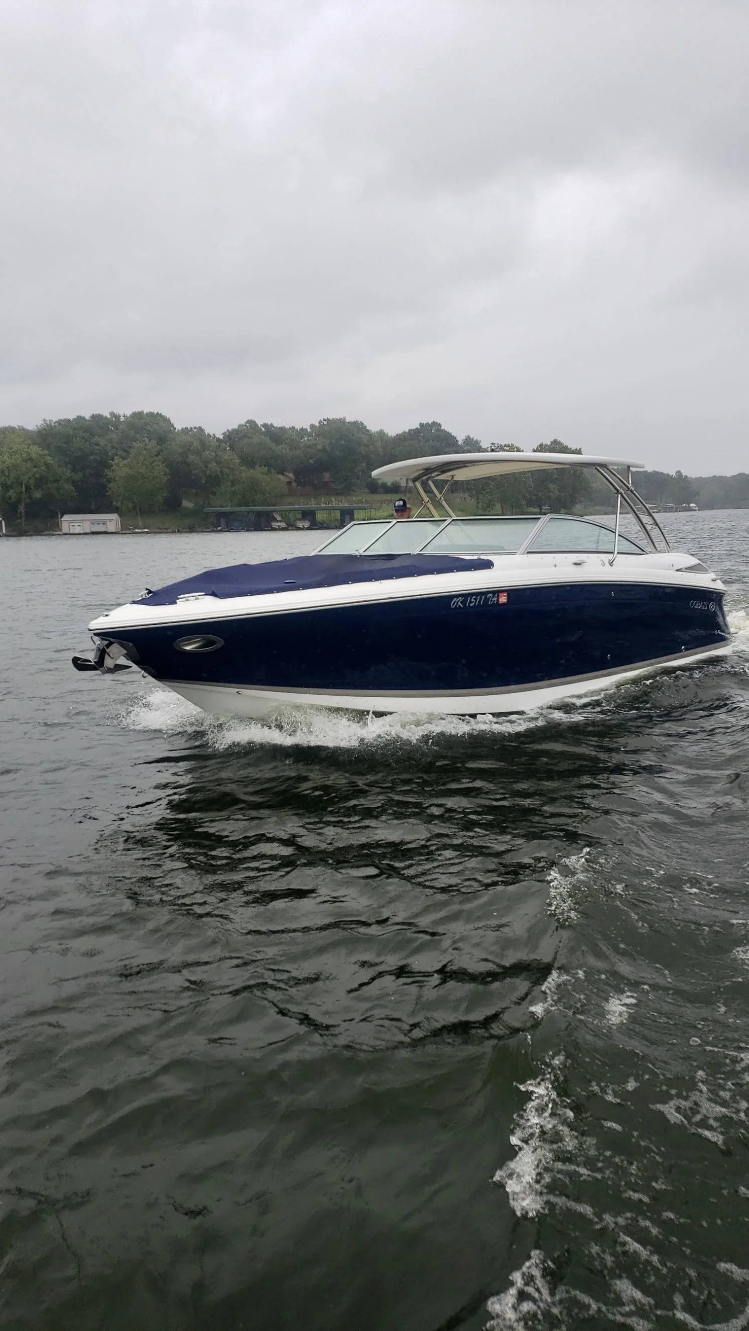 Serviced boat running on Grand Lake after a water test
