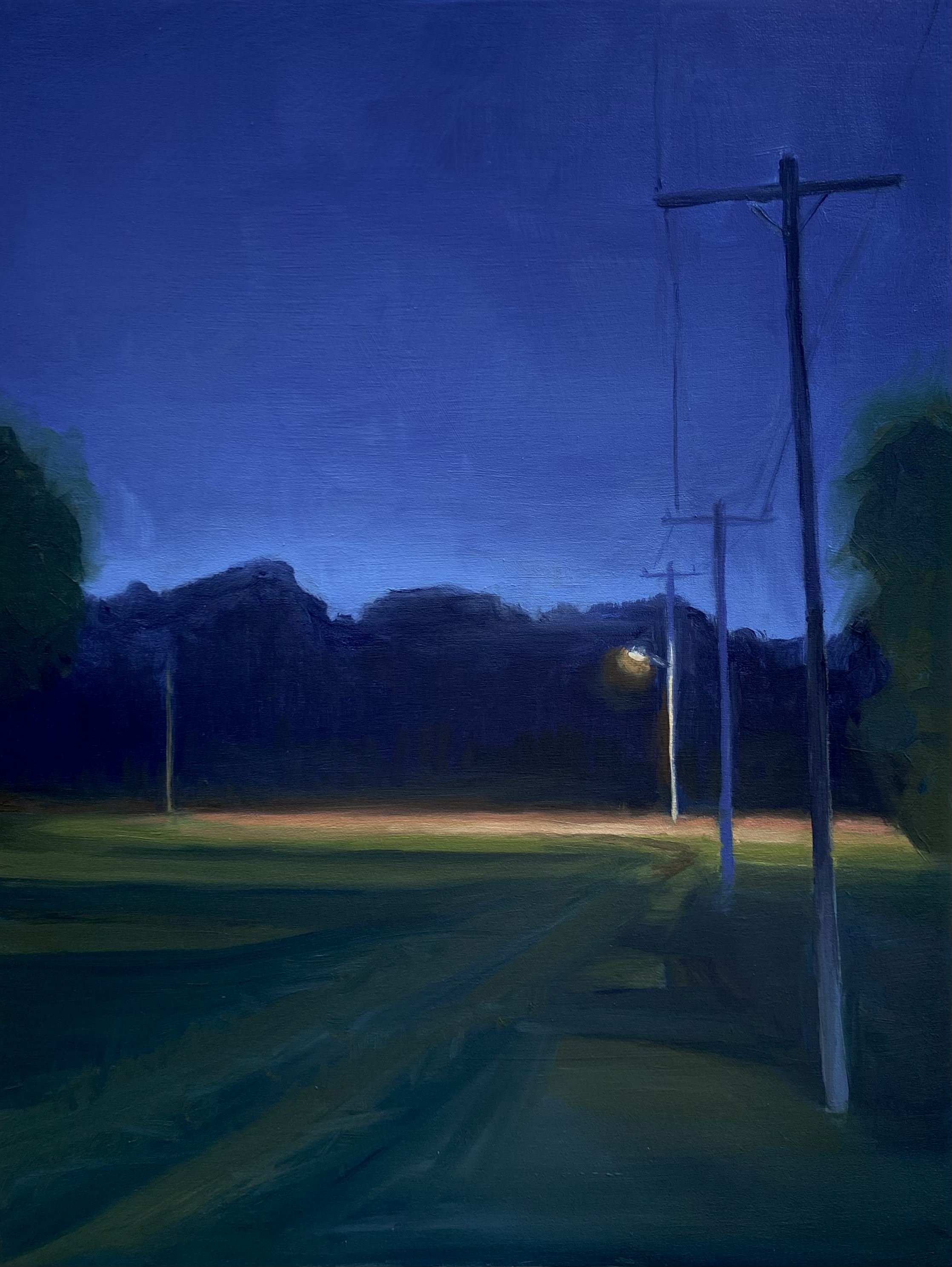 Light in the Distance, 2024. Oil on wood panel, 9"x12"x0.75". Available