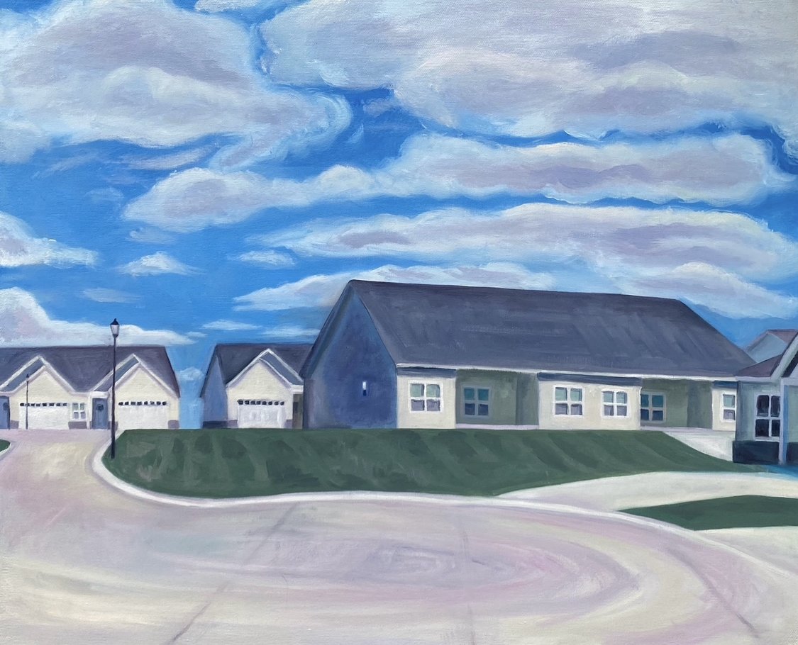 At the End of the Cul-de-sac, 2024. Oil on canvas, 20"x24". Available