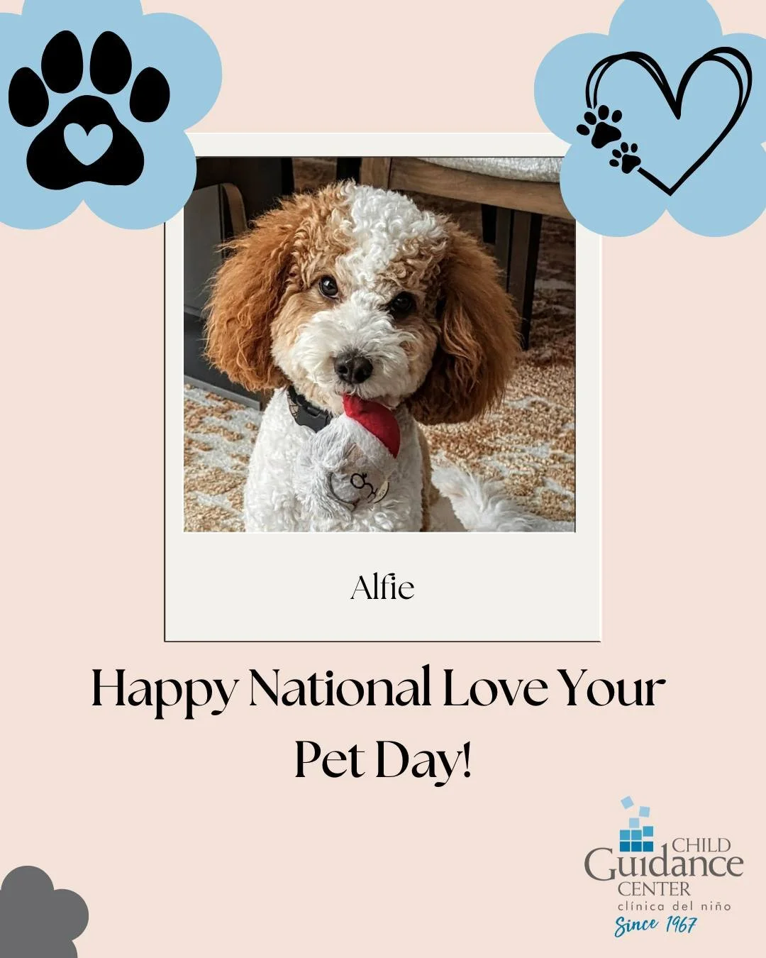 Happy National Love Your Pet Day! 🐾💙
Today we&rsquo;re giving extra love to the furry (and finned, feathered, or scaled!) friends of our team at Child Guidance Center. Our pets bring comfort, joy, and a whole lot of smiles. They remind us how power