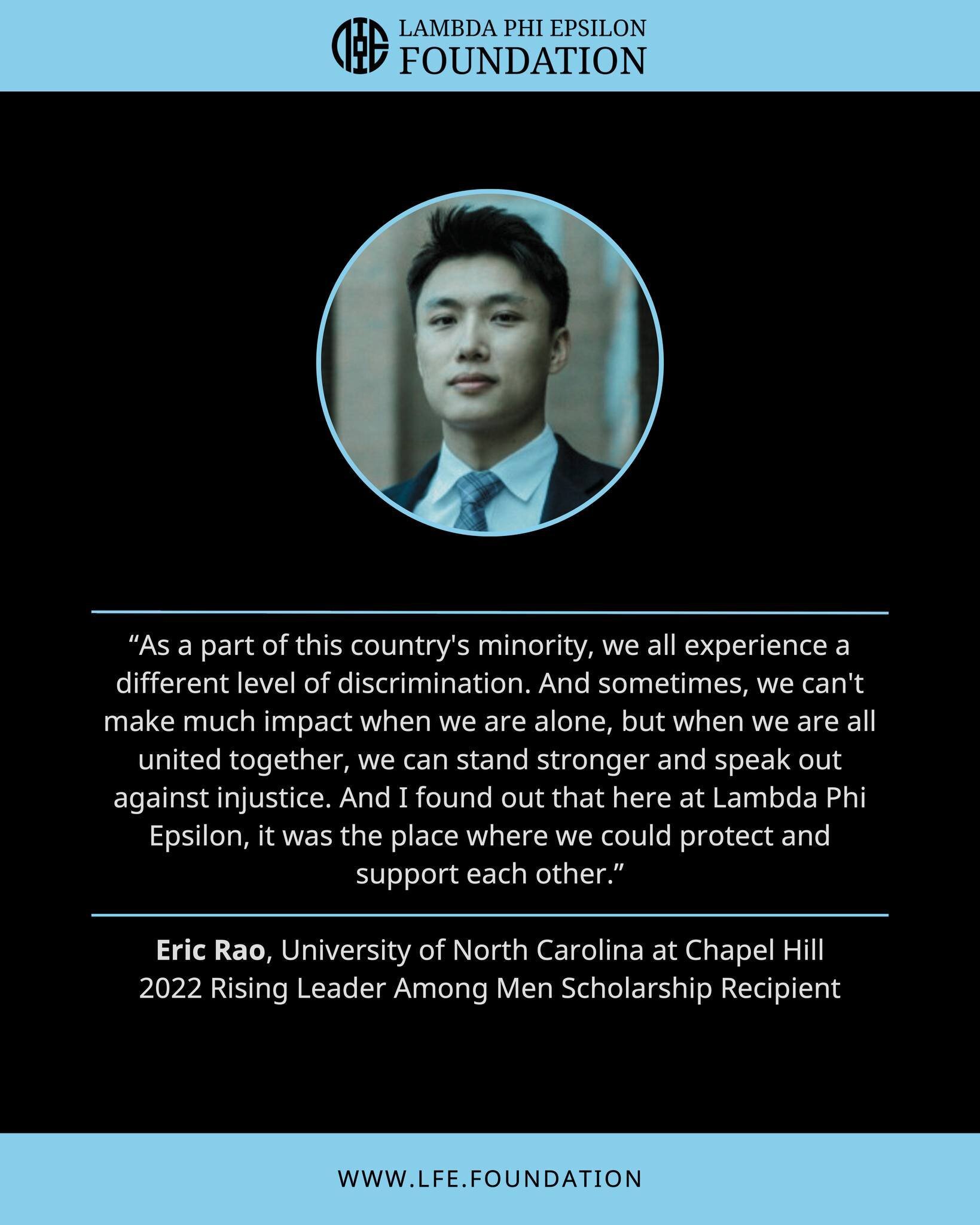 Hear from the journey of Eric Rao, our 2022 Rising Leader Among Men Scholarship recipient! His global internships at Pacific Securities and Guotai Junan International showcase his strengths in business intelligence and investment banking. Eric is not
