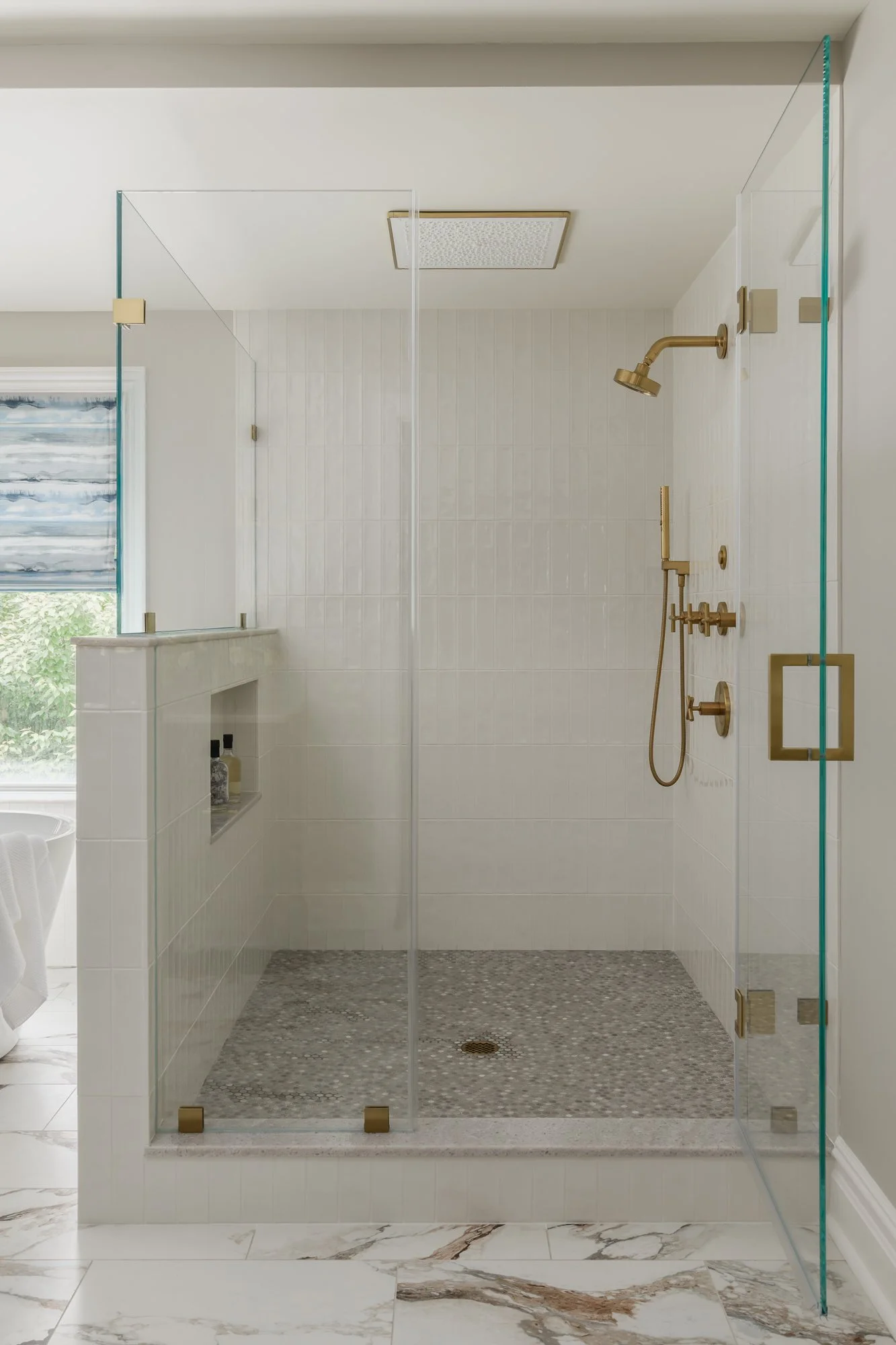 Walk-in shower primary bathroom in Chatham, NJ