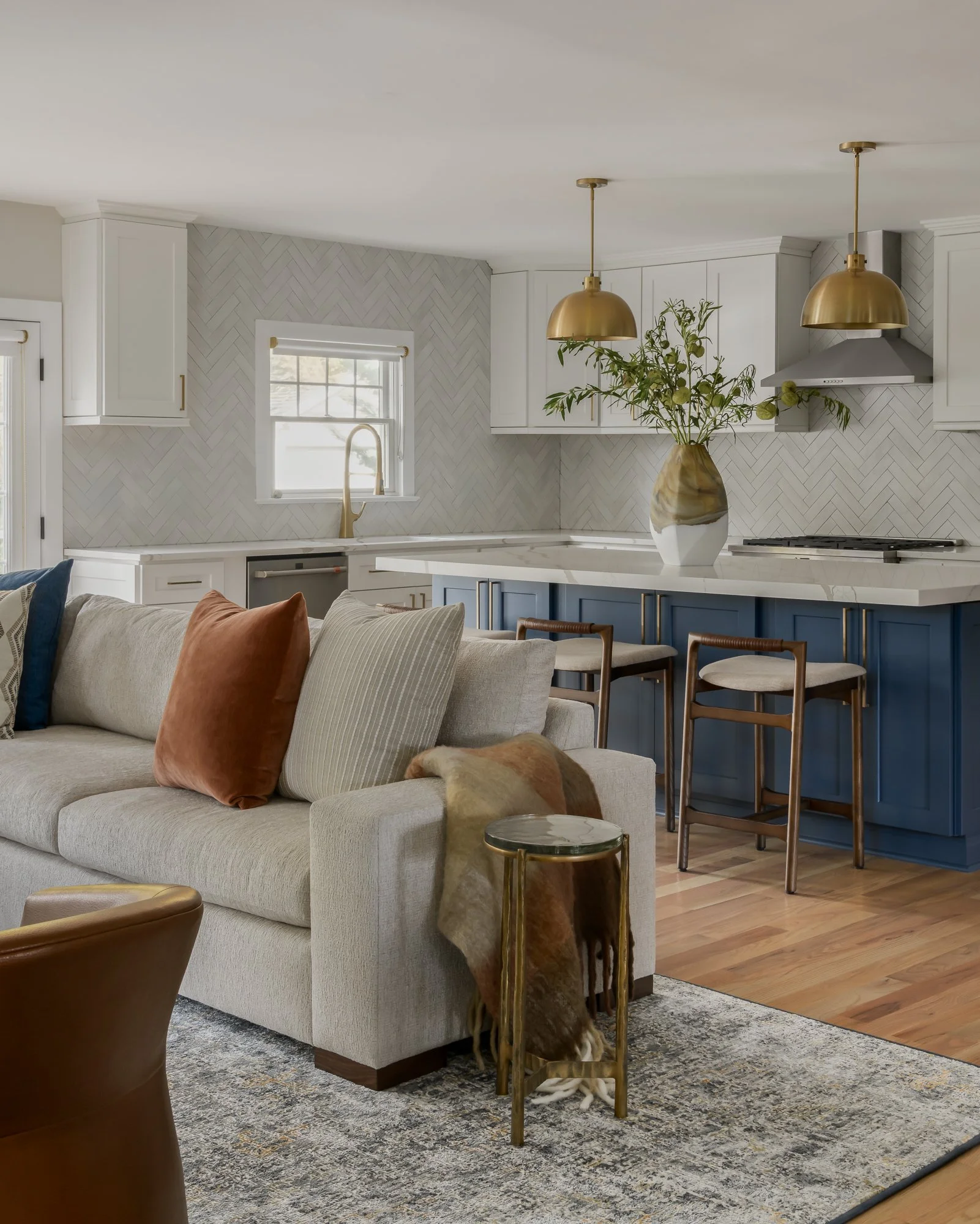 Project Blue Harmony – A thoughtfully designed living room, sitting room, and primary bedroom for a luxury home in Maplewood New Jersey.