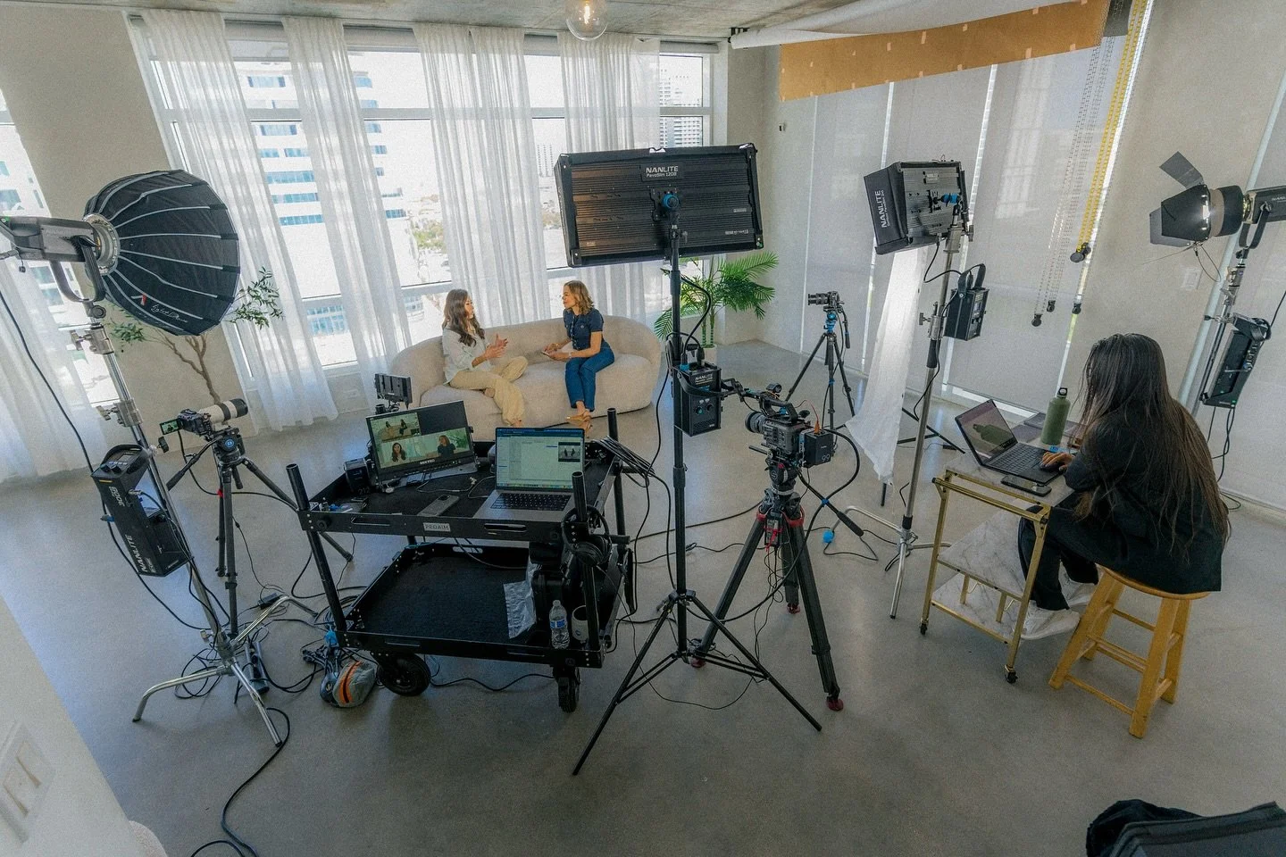 Our set for another podcast shoot. Multicam setup with Sonys FX6 &amp; FX3. @nanliteusa lighting us with the Forza 500/300B and Pavoslims. 
&bull;
#videoproduction #filmmaking #podcast #podcastshoot #onset #sony #sonypro #fx6 #sonyfx6 #sonyfx3 #nanli