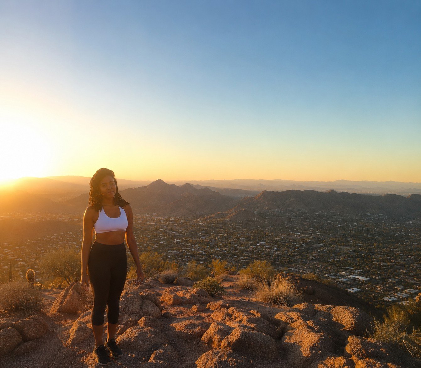Hiking Camelback Mountain's Cholla Trail Into Sunset and Moonrise