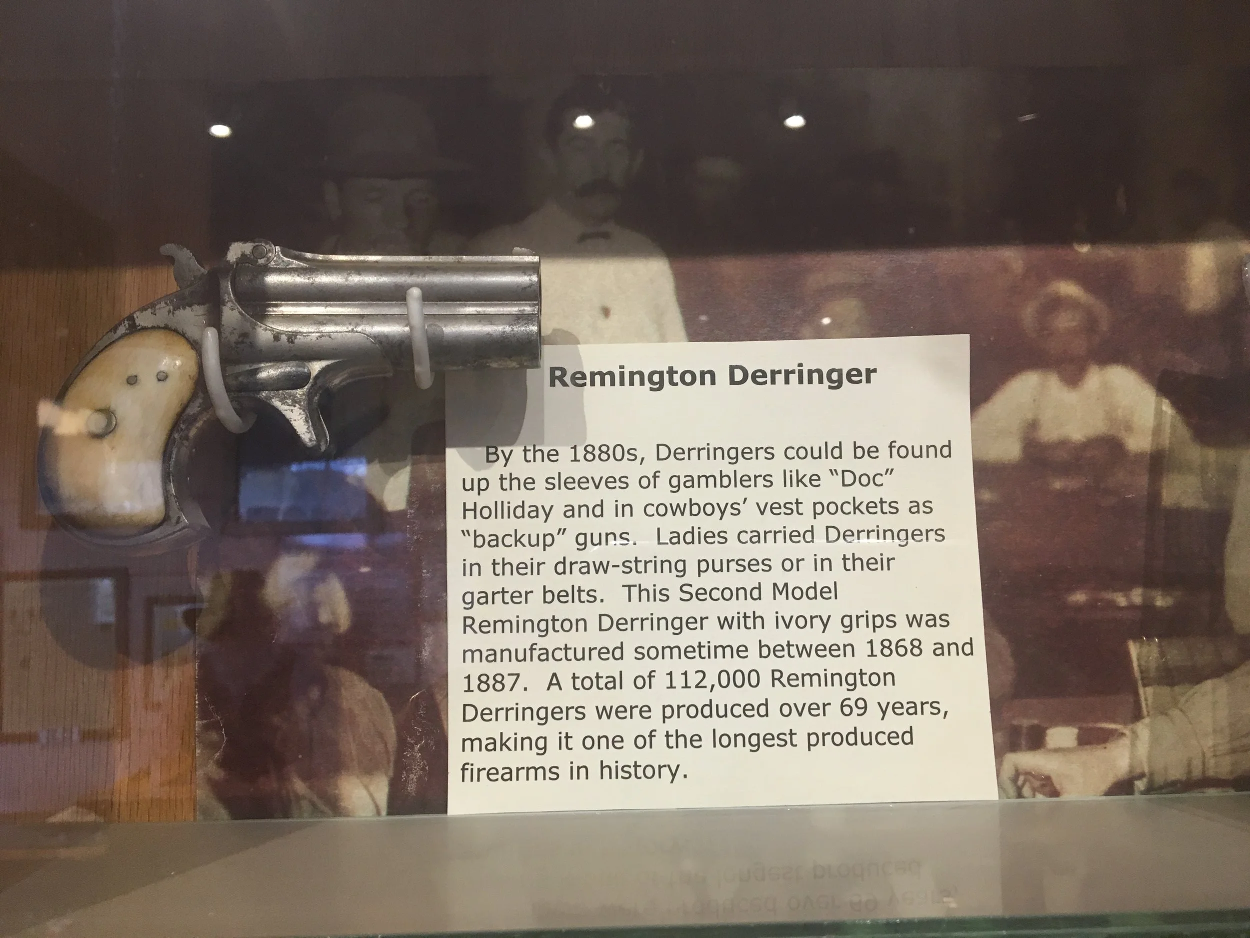 A derringer pistol on display in Tombstone, Arizona, similar to the type carried by Doc Holliday