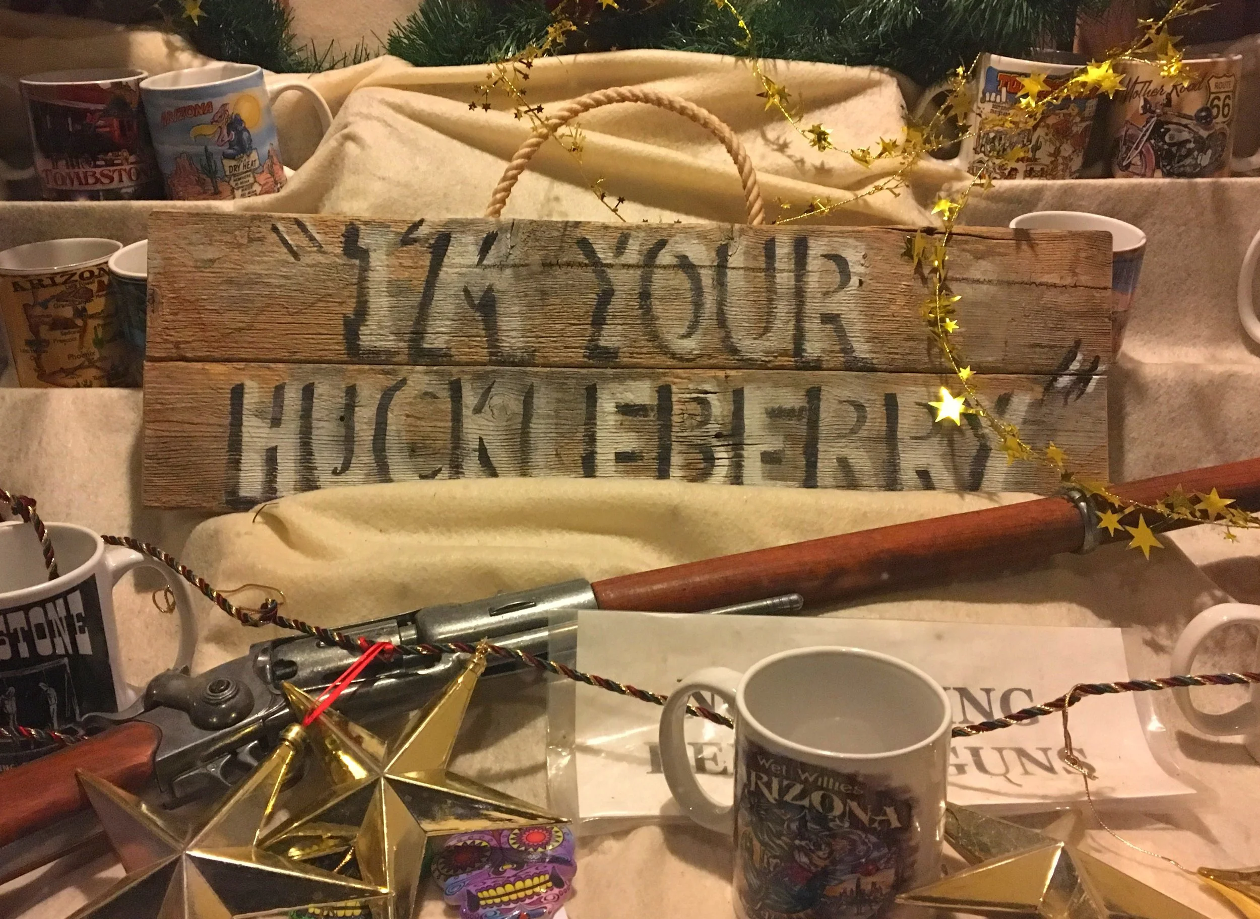 An ‘I’m Your Huckleberry’ sign referencing Doc Holliday displayed in Tombstone, Arizona