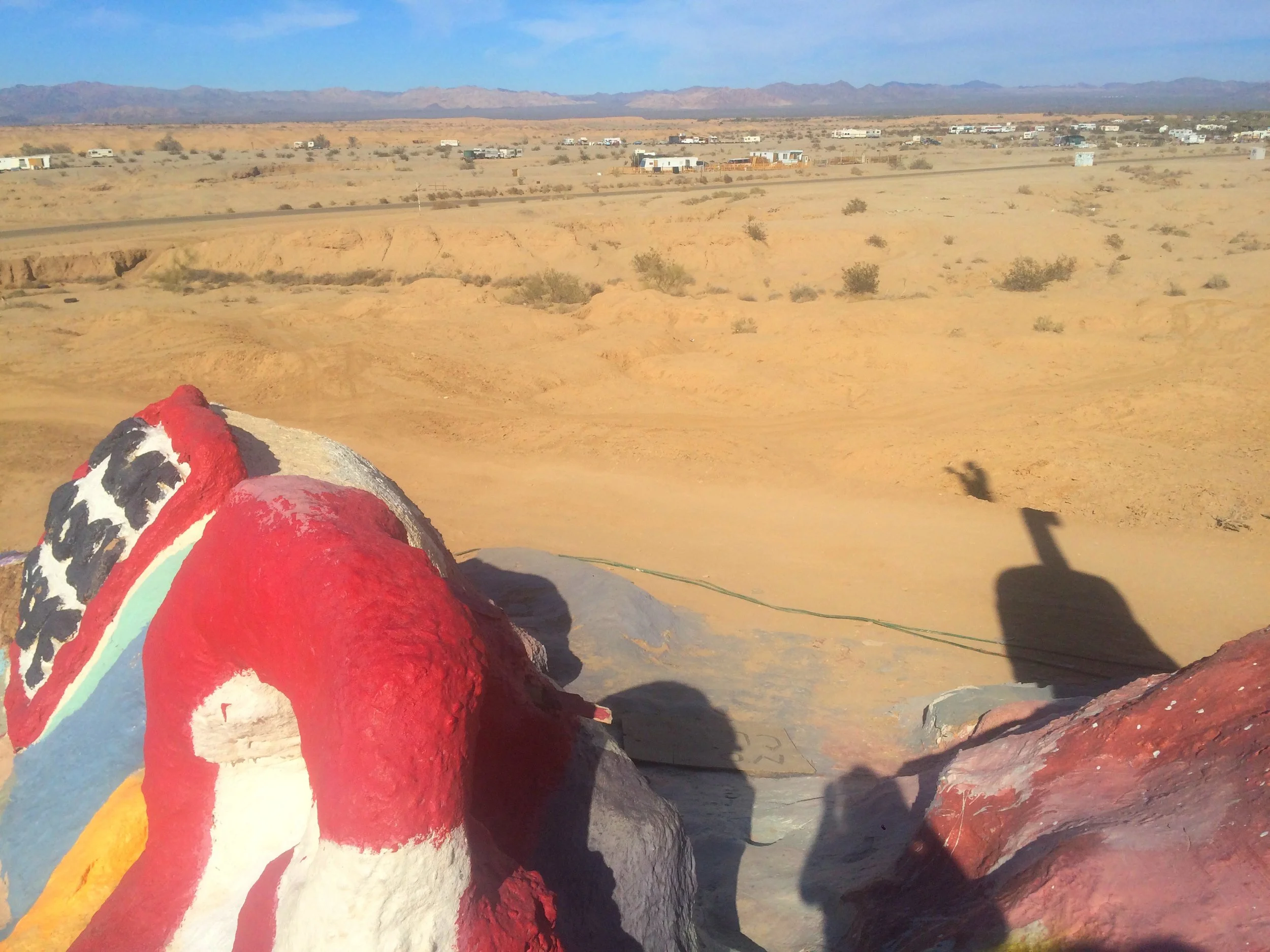 Desert landscape viewed from the upper slopes of Salvation Mountain near Niland, California.