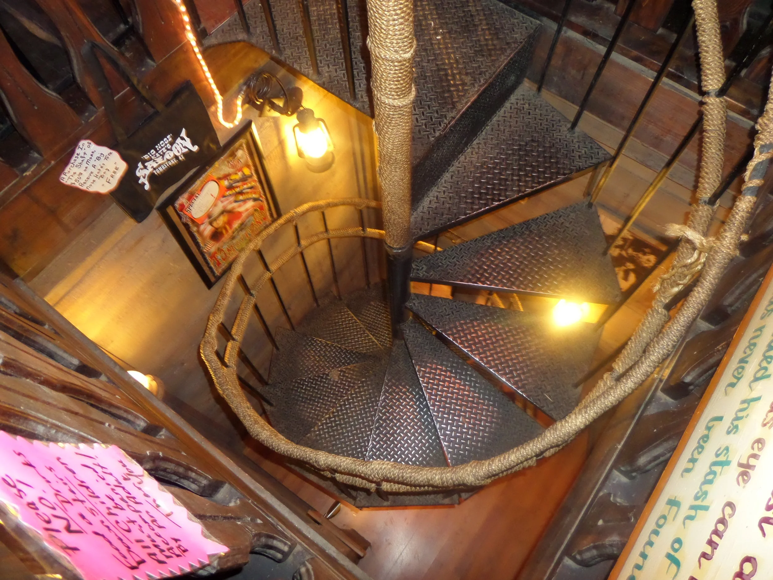Spiral staircase inside Big Nose Kate’s Saloon in Tombstone, Arizona