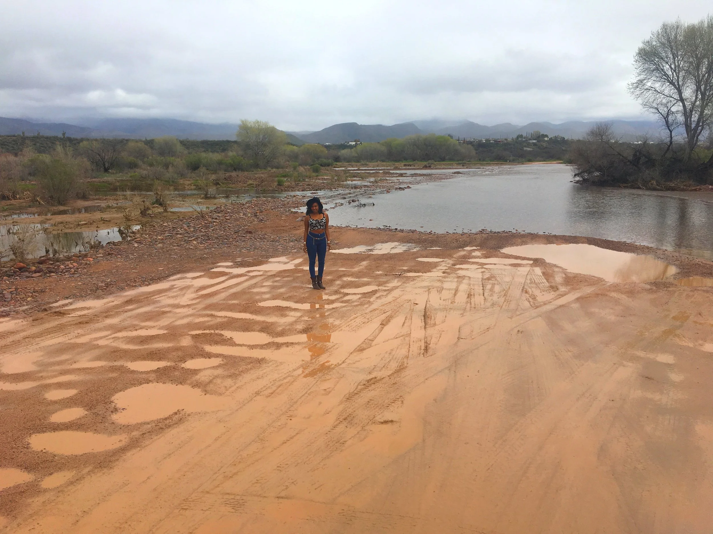 Scenic desert mountain landscape after rain in Tonto National Forest, Arizona.