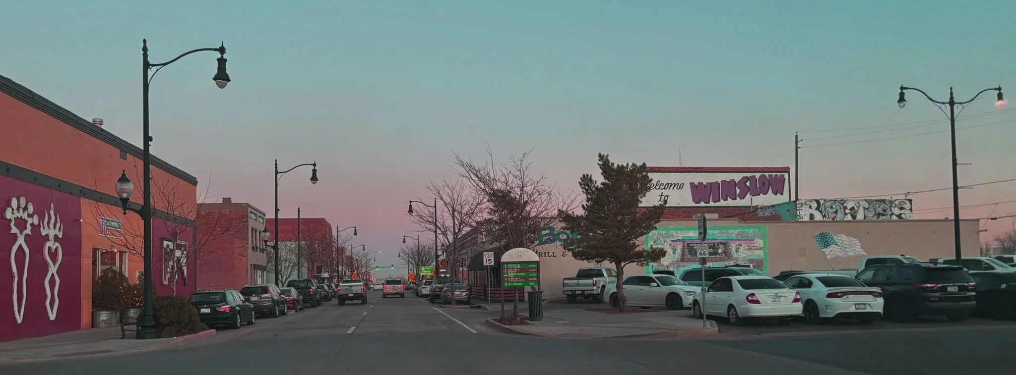 Historic street view of downtown Winslow, Arizona off Route 66.