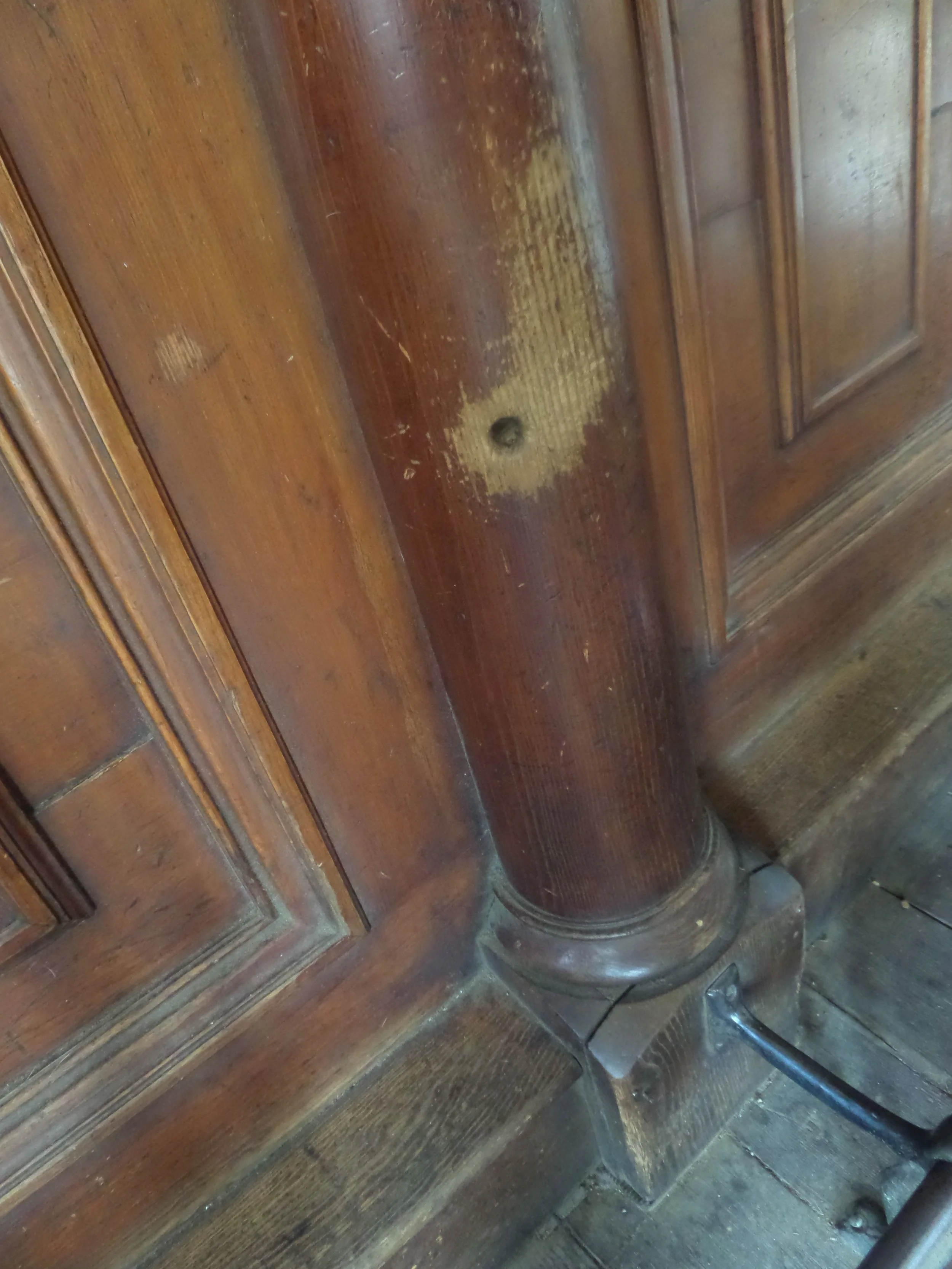 Bullet holes in the walls inside of the Bird Cage Theatre in Tombstone, Arizona