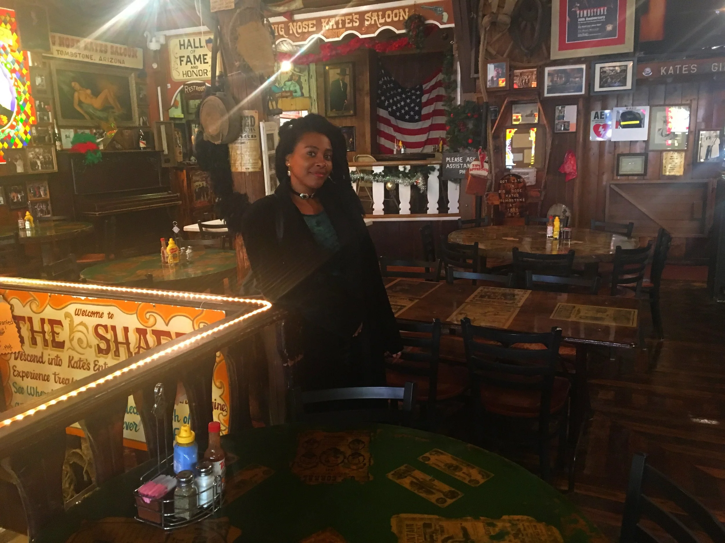 The author standing inside Big Nose Kate’s Saloon in Tombstone, Arizona