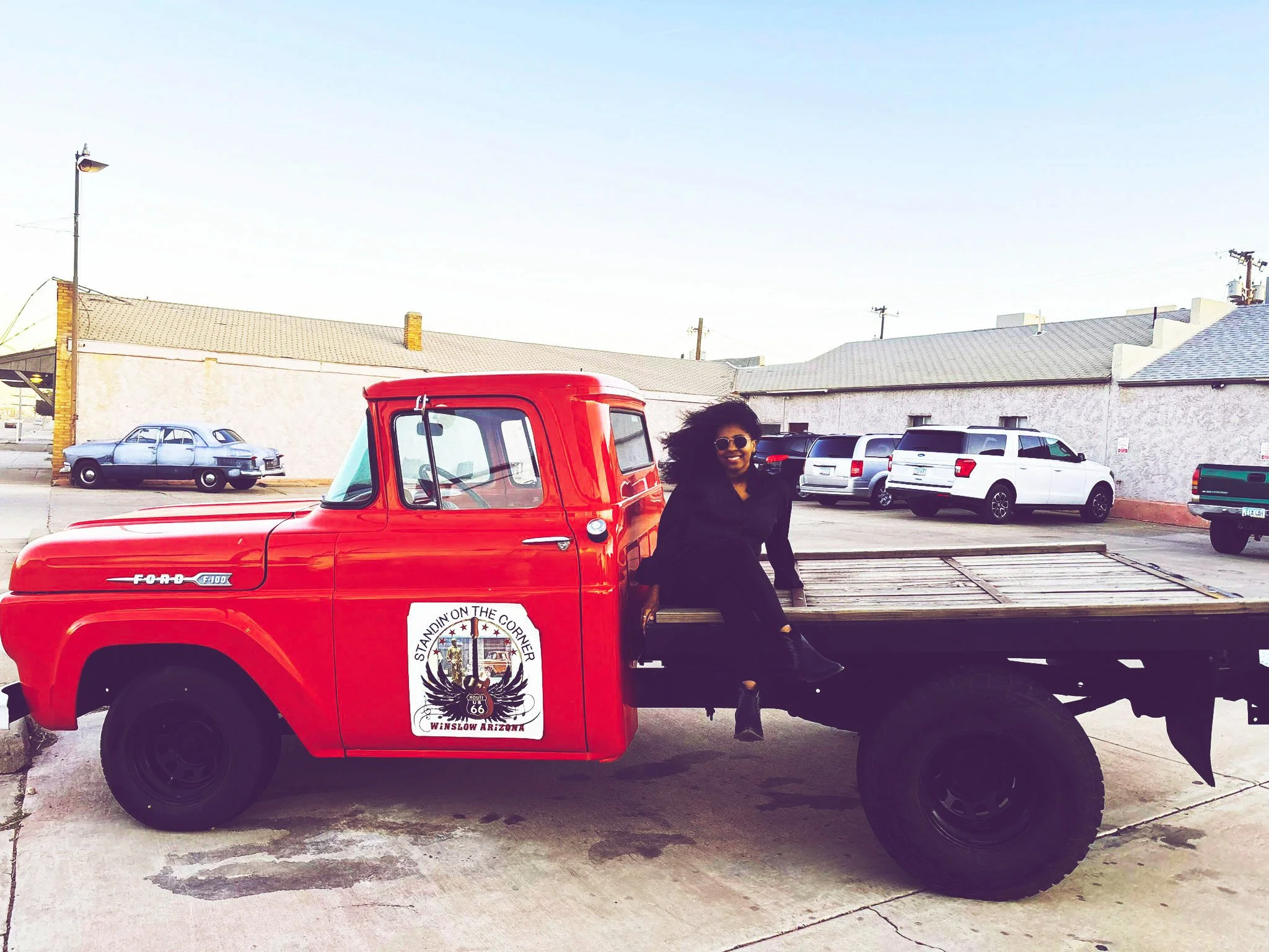 The red Ford flatbed truck in Winslow Arizona.