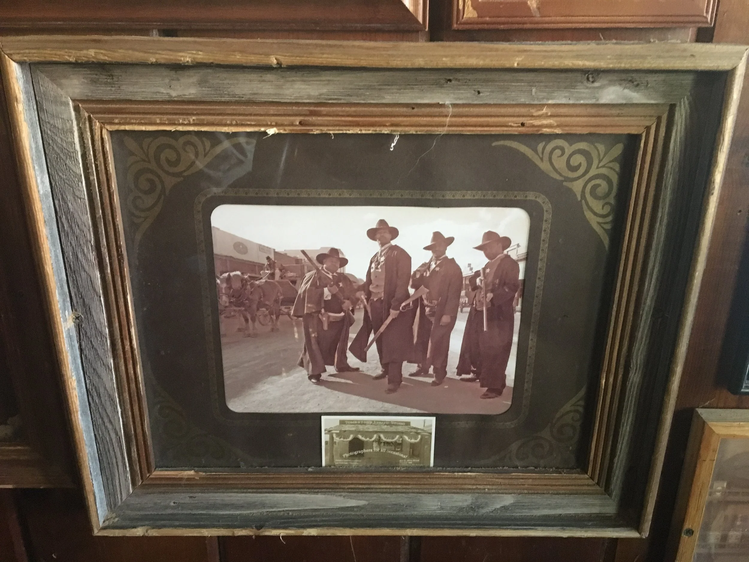 Old West photograph of black cowboys on the wall inside Big Nose Kate’s Saloon in Tombstone, Arizona.