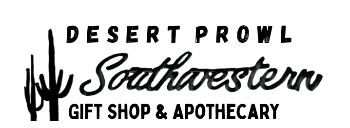 Logo for Desert Prowl Southwestern Gift Shop & Apothecary with stylized text.